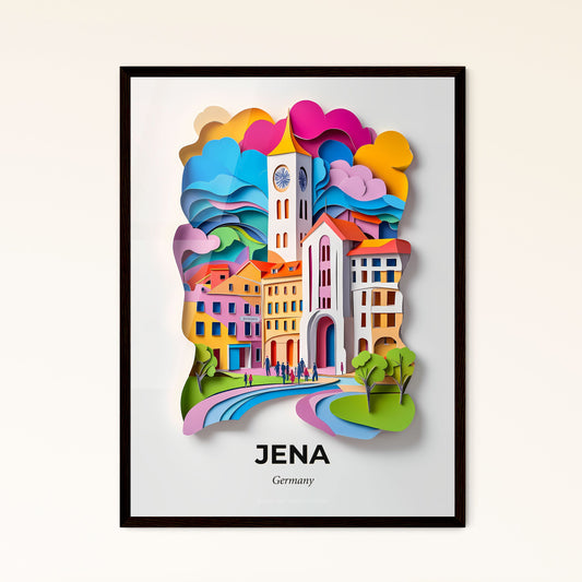 Vivid Jena, Germany - a paper cut of a city with a clock tower