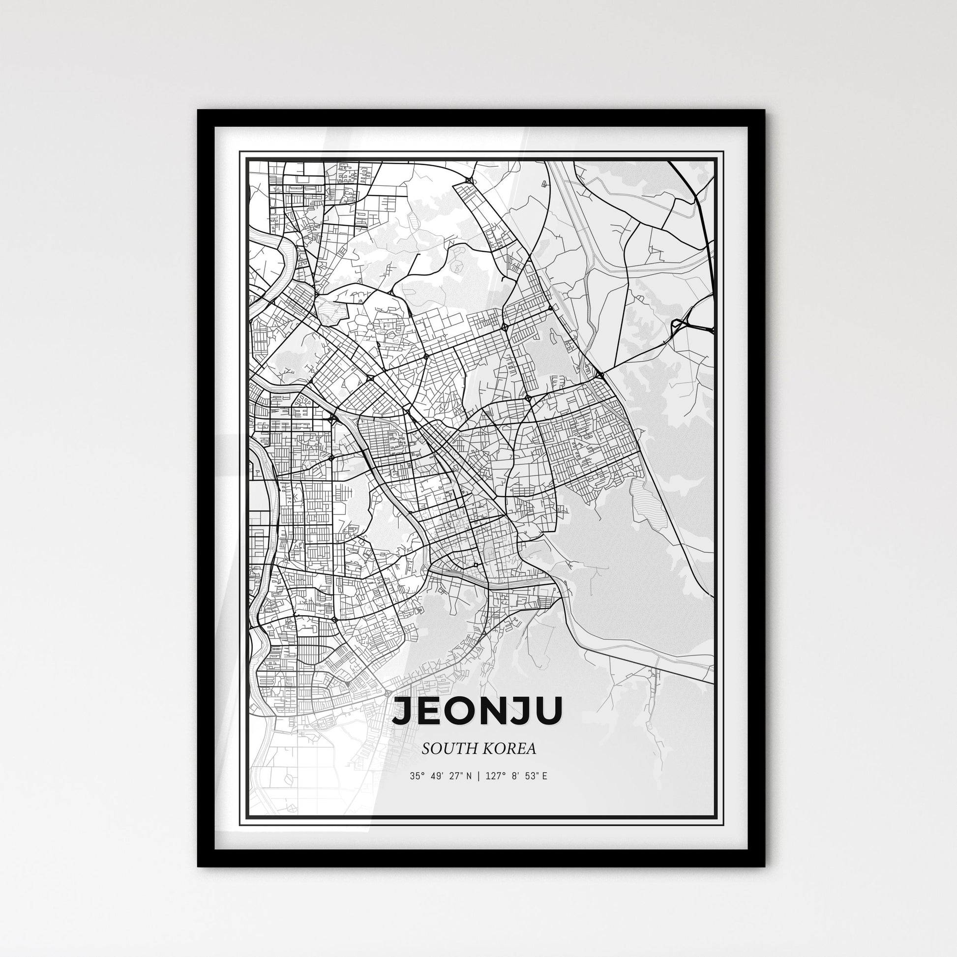 Jeonju South Korea - Scandinavian Style City Map for Modern Home Decor