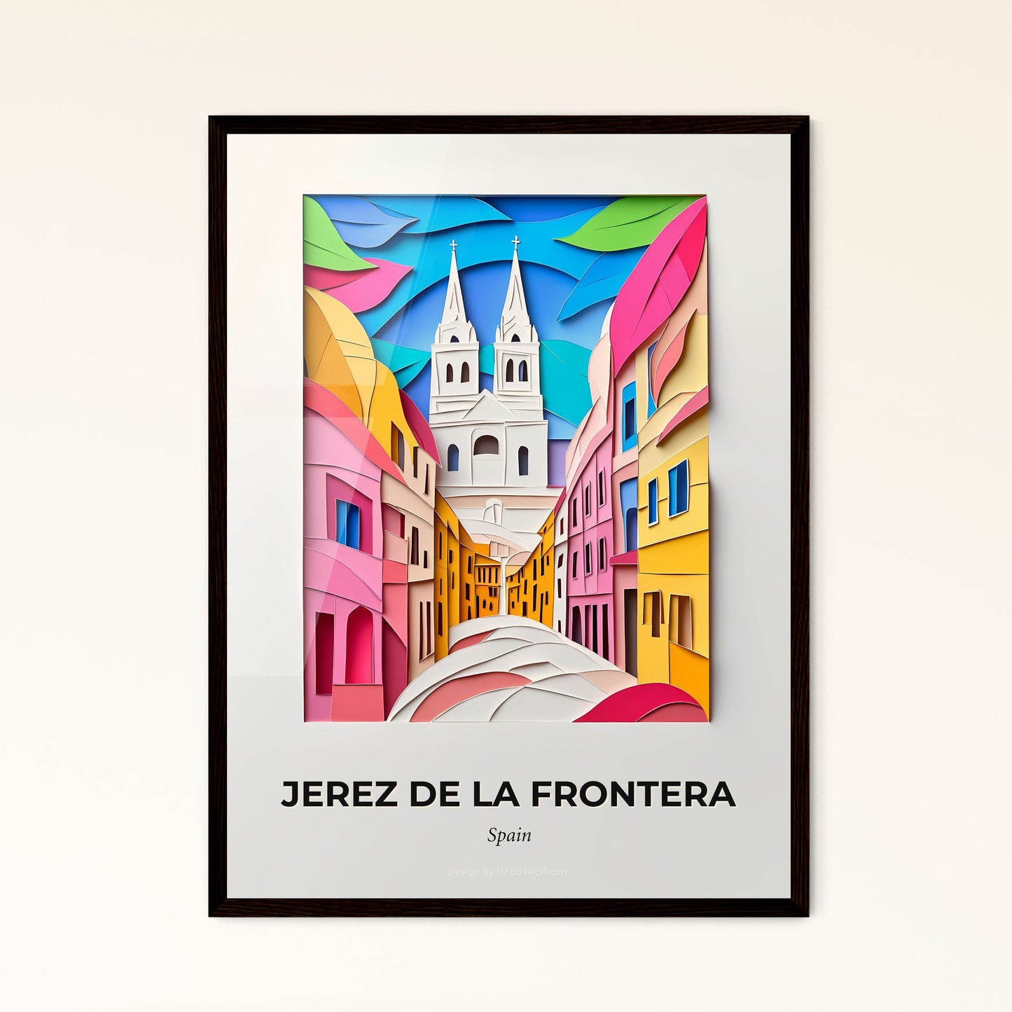 Vivid Jerez de la Frontera, Spain - a paper cut of a city with a church