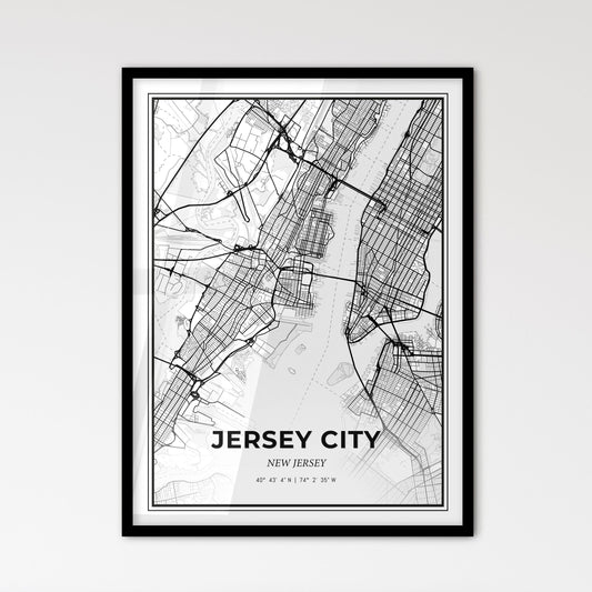 Jersey City New Jersey - Scandinavian Style City Map for Modern Home Decor