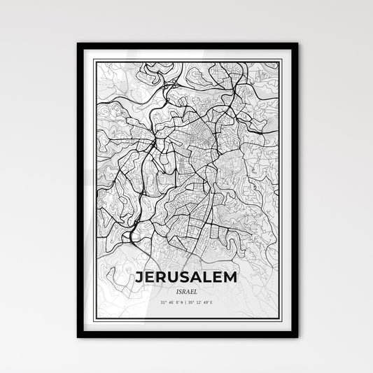 Jerusalem Israel - Scandinavian Style City Map for Modern Home Decor