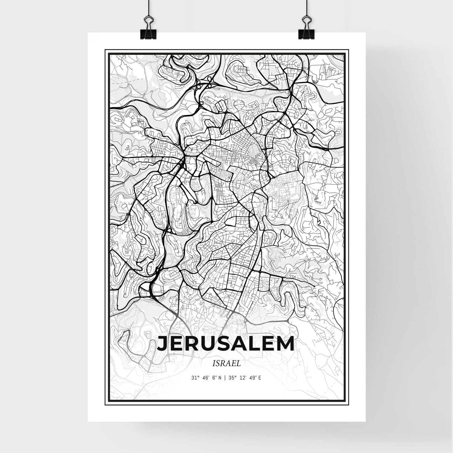 Jerusalem Israel - Premium City Map Poster