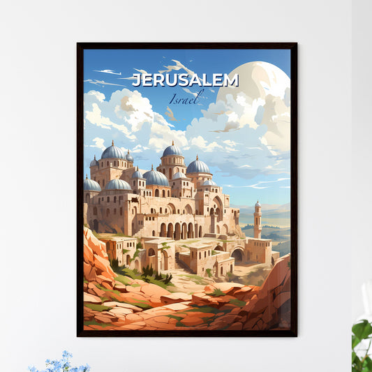 Vibrant Art Painting of Jerusalem Israel Skyline with Castle on Hill Default Title