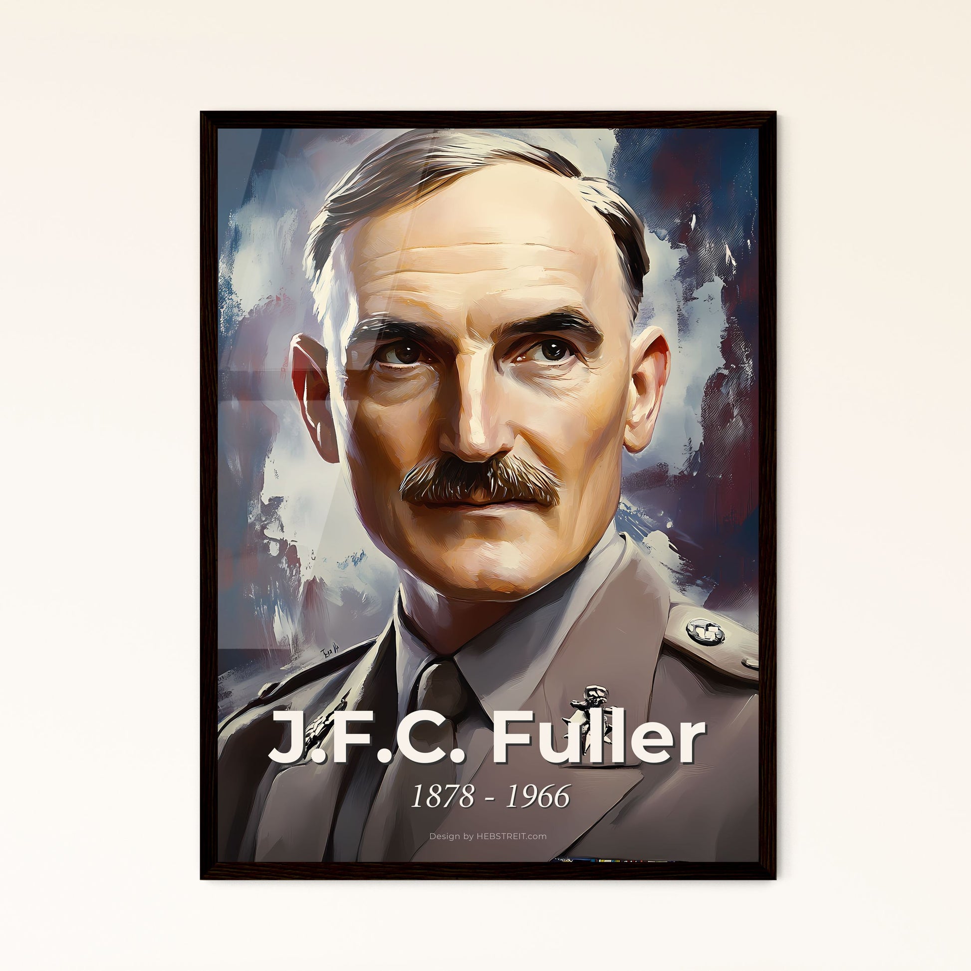 Portrait of J.F.C. Fuller, 1878 - 1966. Impressionistic painting of a man in a military uniform.