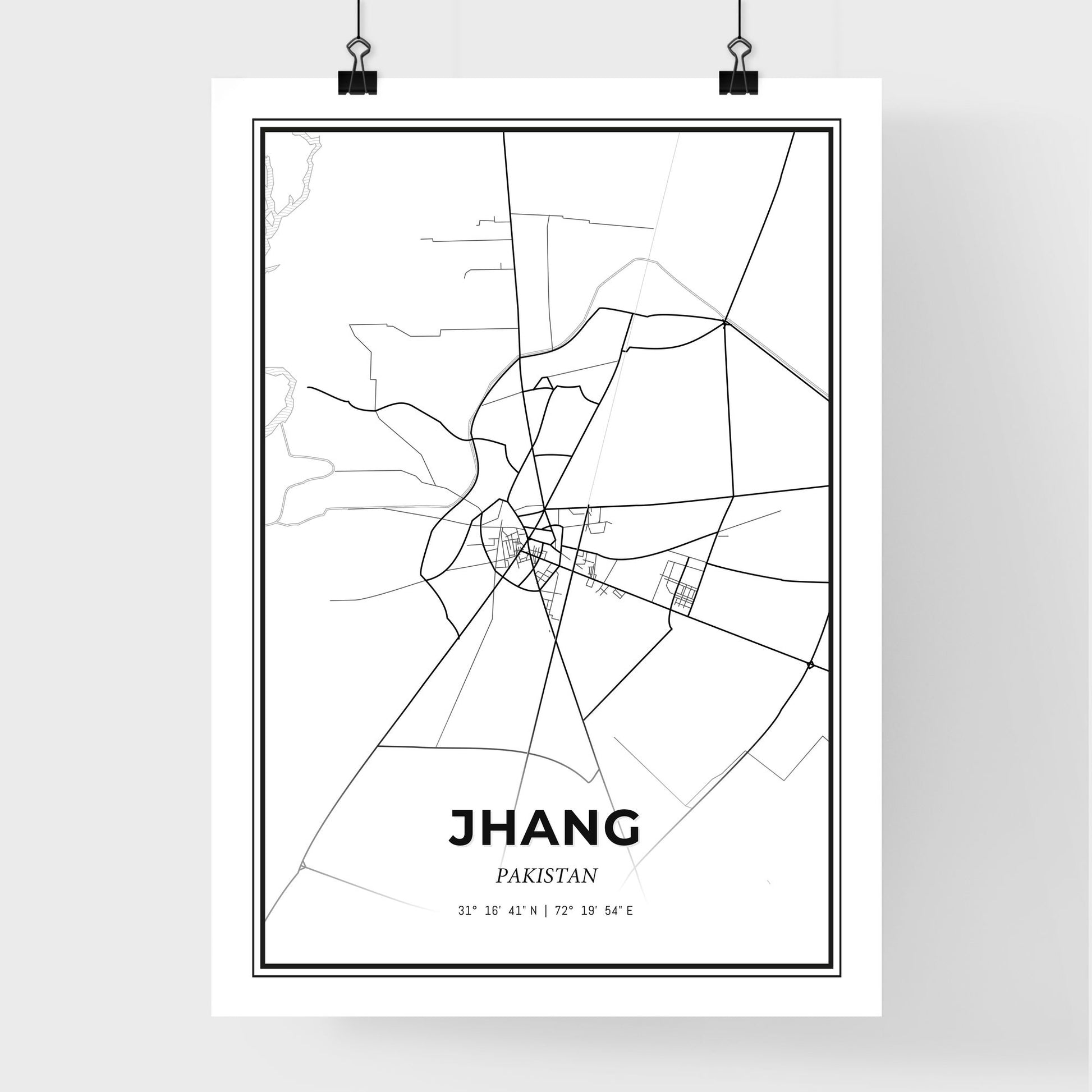 Jhang Pakistan - Premium City Map Poster