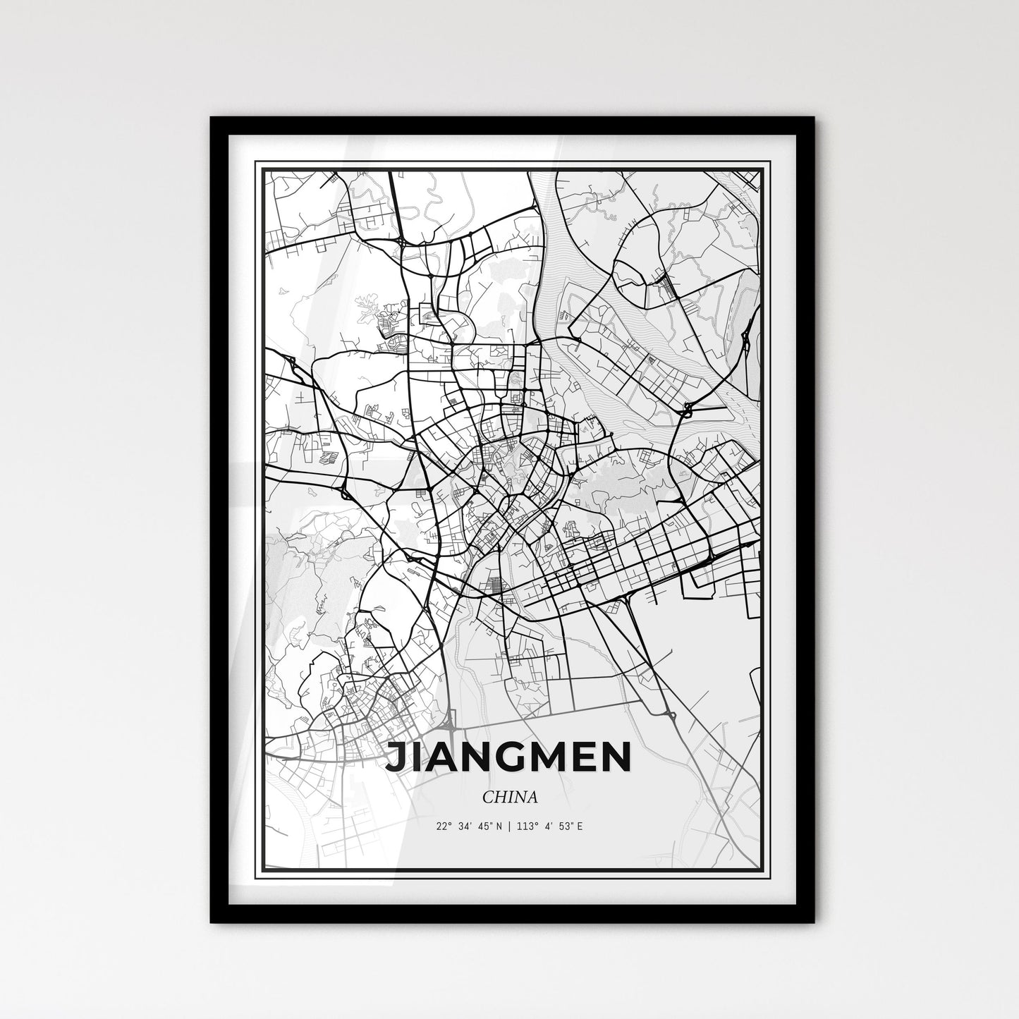 Jiangmen China - Scandinavian Style City Map for Modern Home Decor