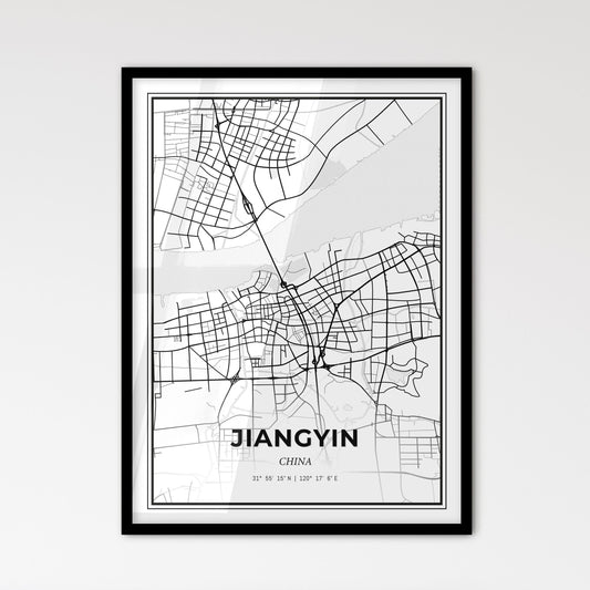 Jiangyin China - Scandinavian Style City Map for Modern Home Decor