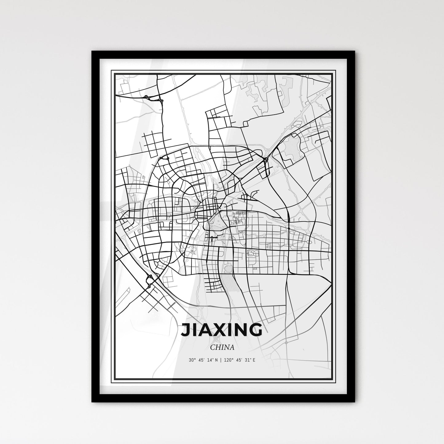 Jiaxing China - Scandinavian Style City Map for Modern Home Decor