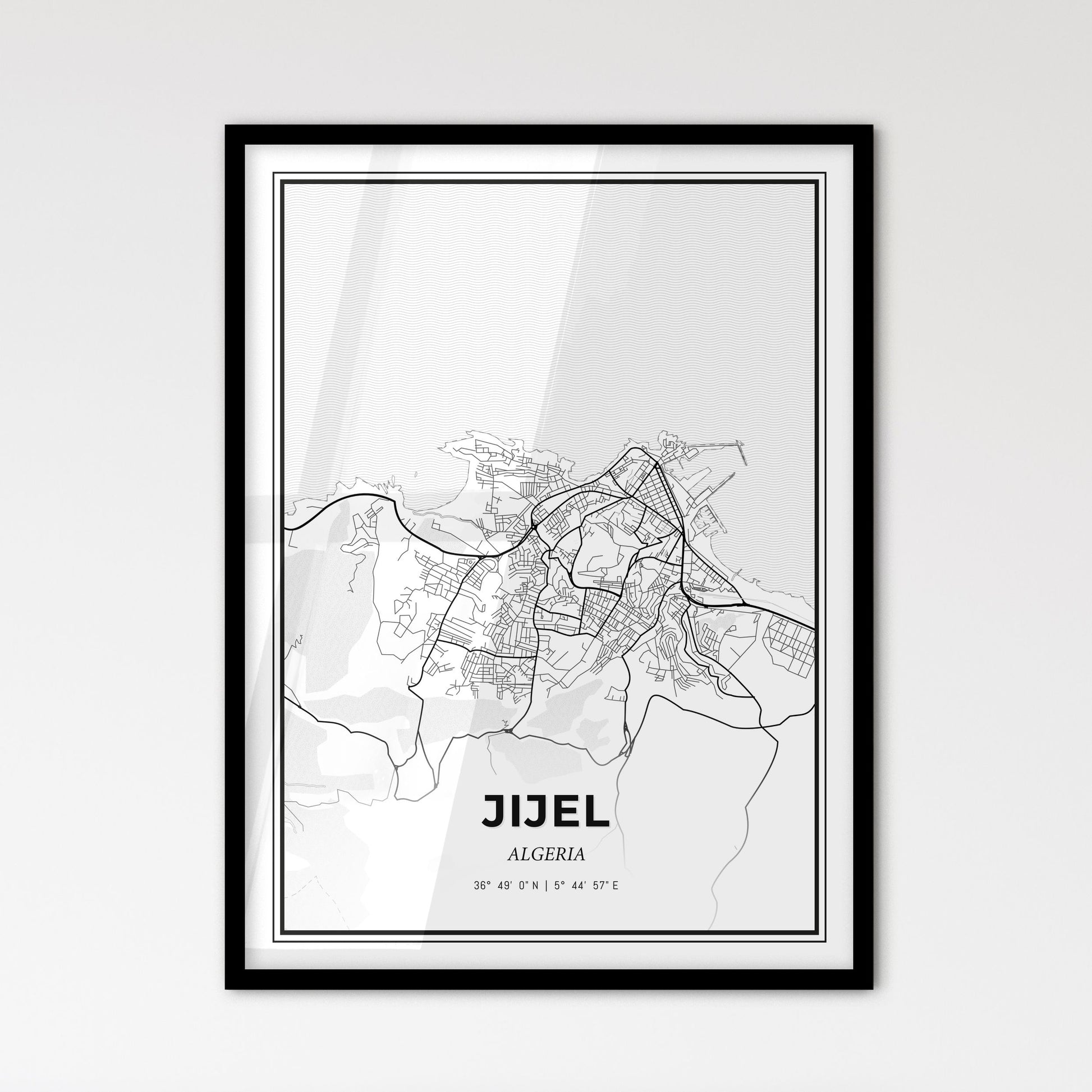 Jijel Algeria - Scandinavian Style City Map for Modern Home Decor