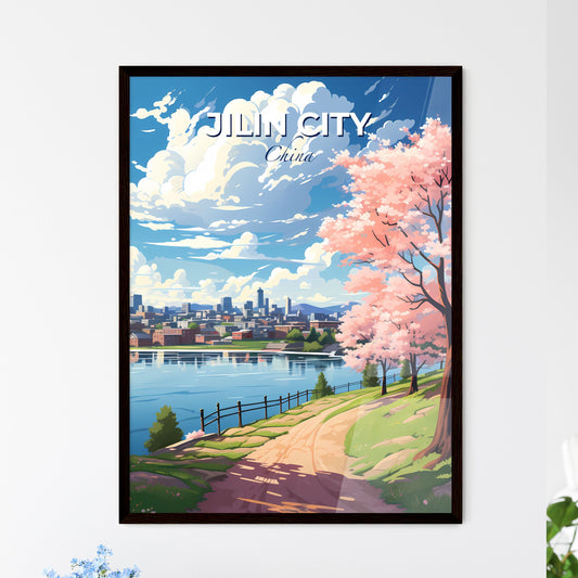 City Skyline Landscape Painting Jilin City China Canvas Art Wall Decor Cityscape Urban Architecture Contemporary Default Title