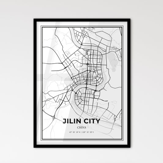 Jilin City China - Scandinavian Style City Map for Modern Home Decor