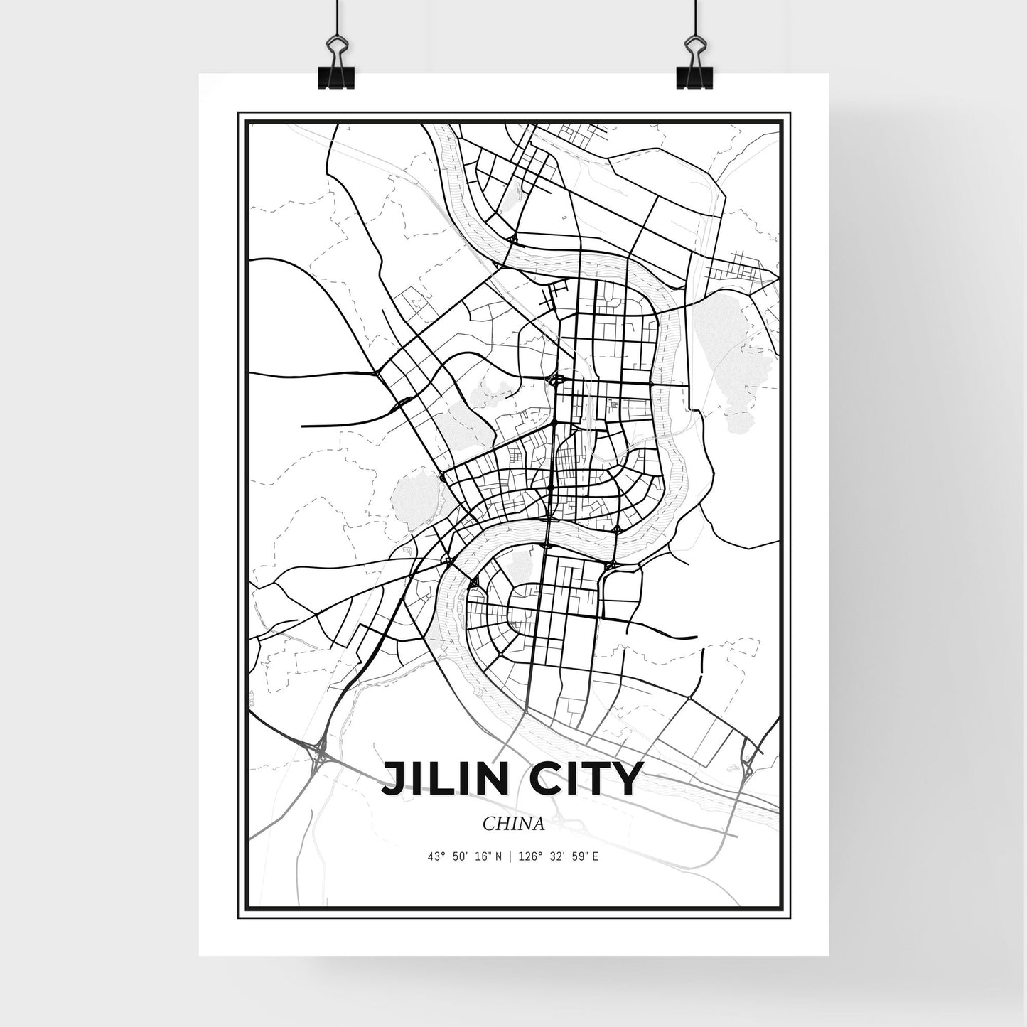 Jilin City China - Premium City Map Poster