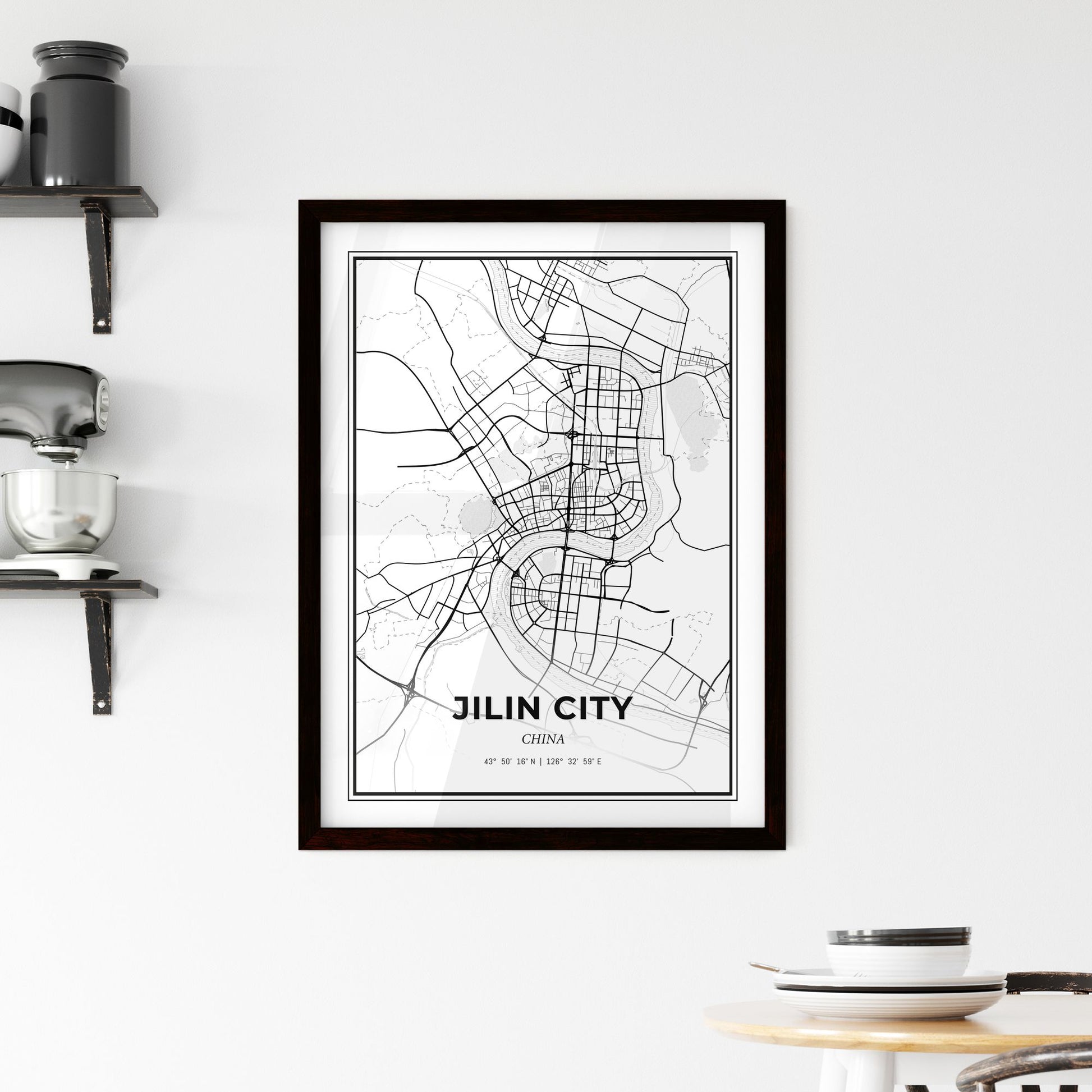 Jilin City China - Minimal City Map