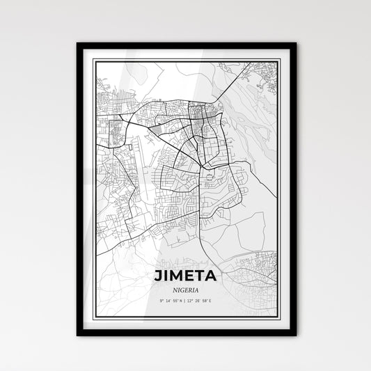 Jimeta Nigeria - Scandinavian Style City Map for Modern Home Decor