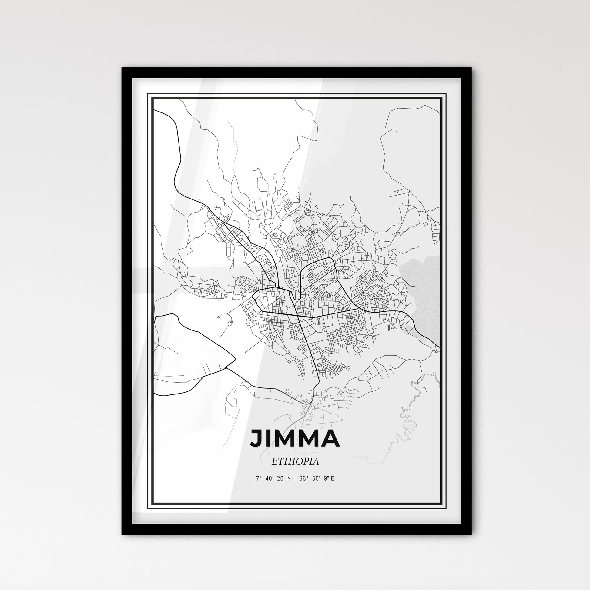 Jimma Ethiopia - Scandinavian Style City Map for Modern Home Decor