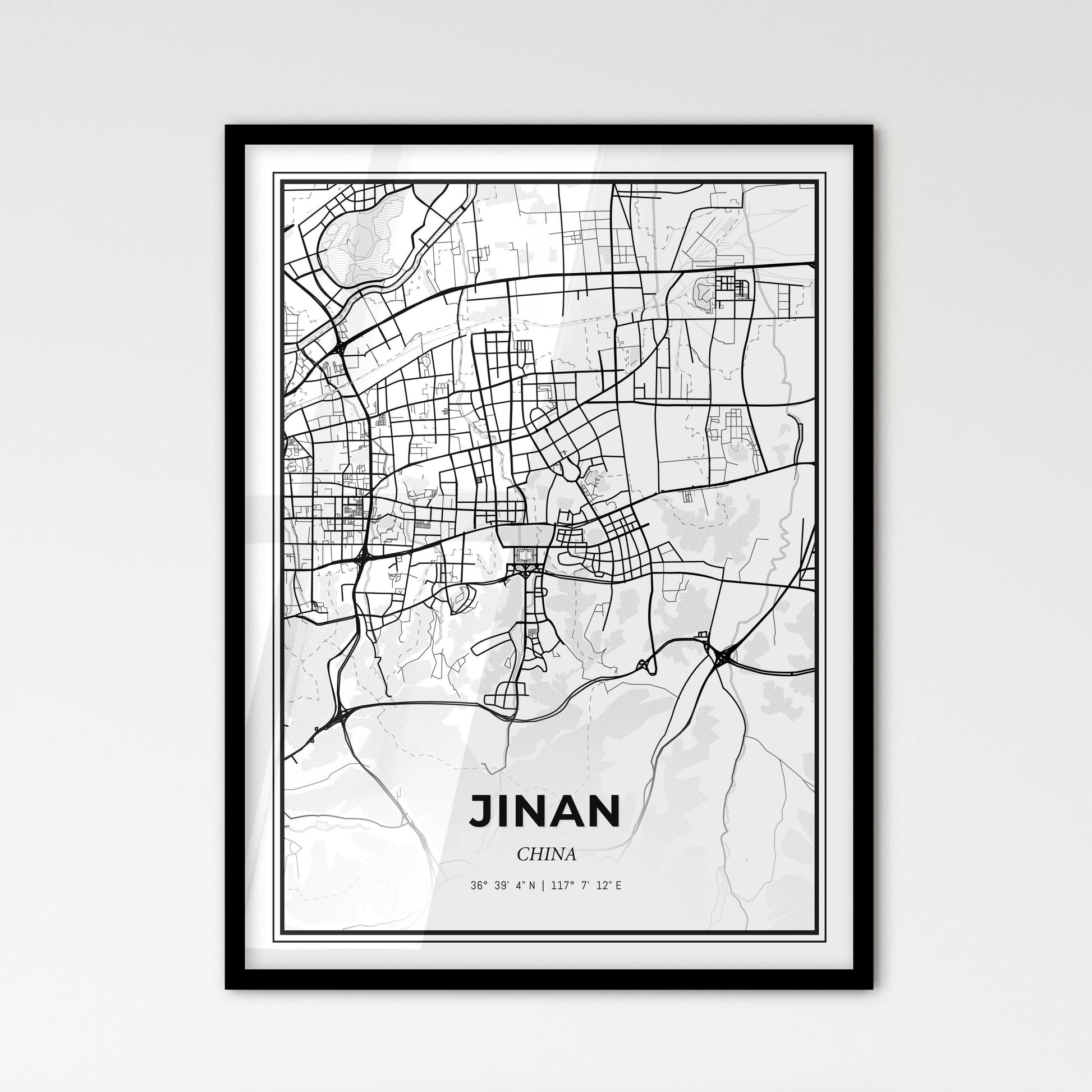 Jinan China - Scandinavian Style City Map for Modern Home Decor