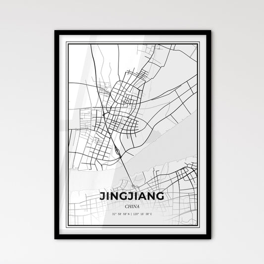 Jingjiang China - Scandinavian Style City Map for Modern Home Decor