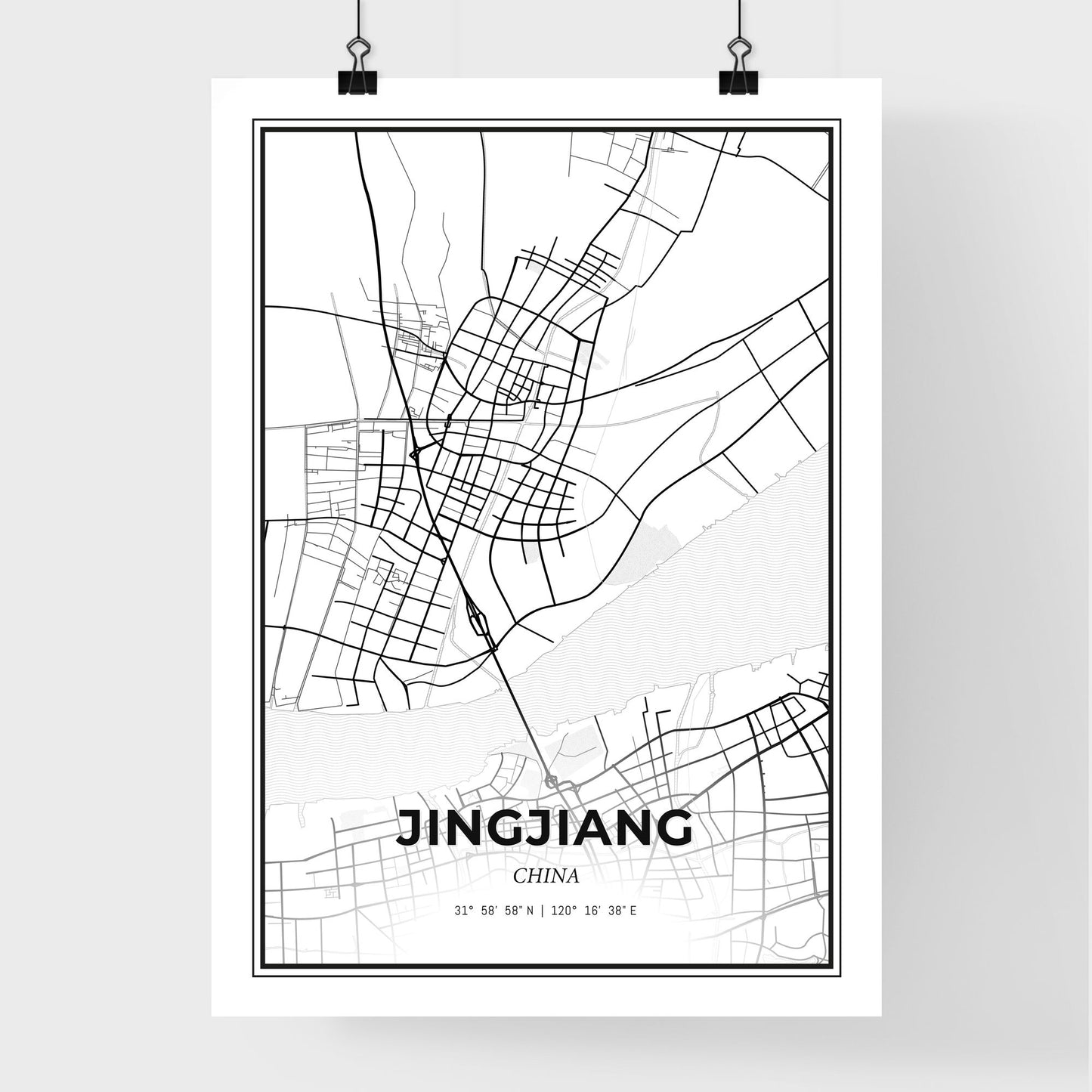 Jingjiang China - Premium City Map Poster