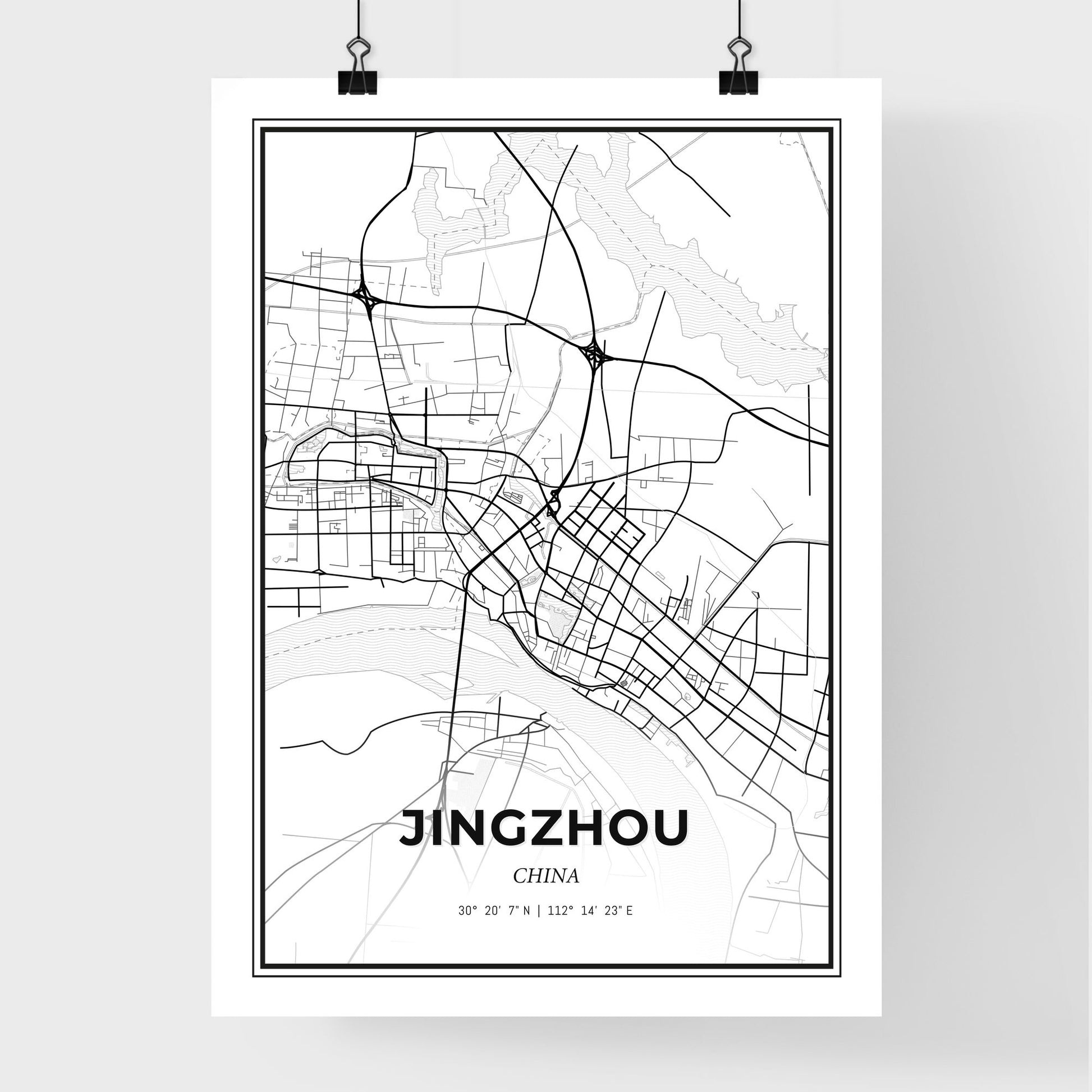 Jingzhou China - Premium City Map Poster