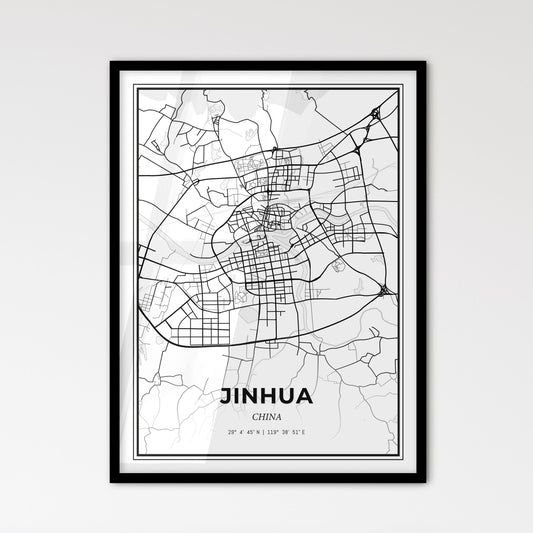 Jinhua China - Scandinavian Style City Map for Modern Home Decor