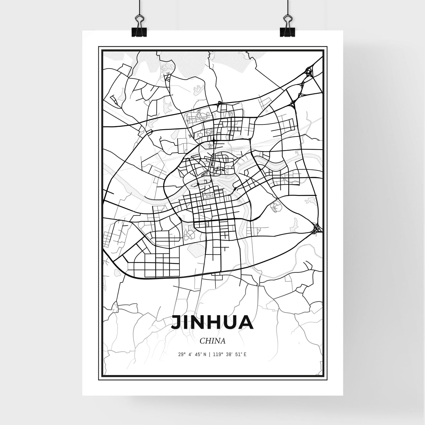 Jinhua China - Premium City Map Poster