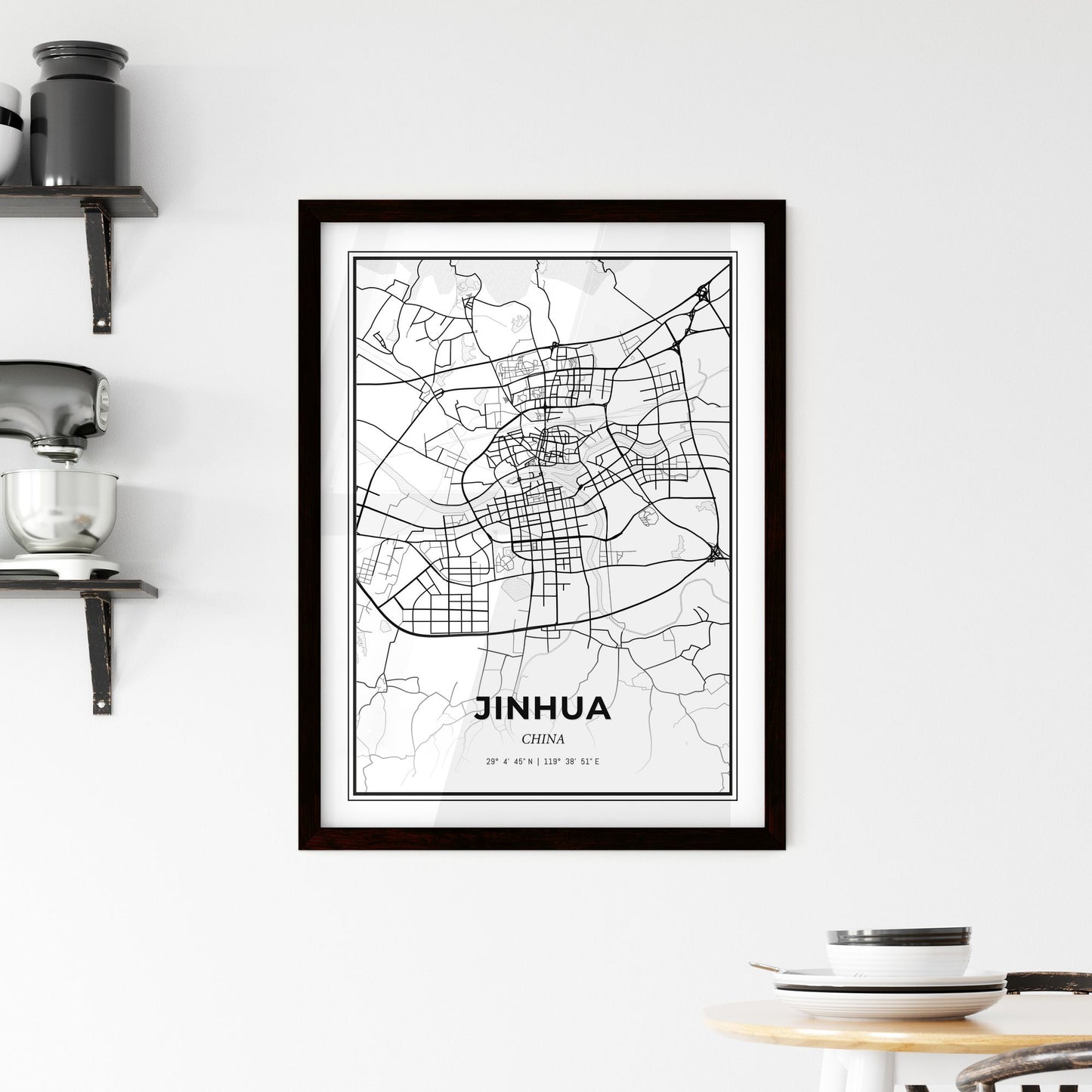 Jinhua China - Minimal City Map