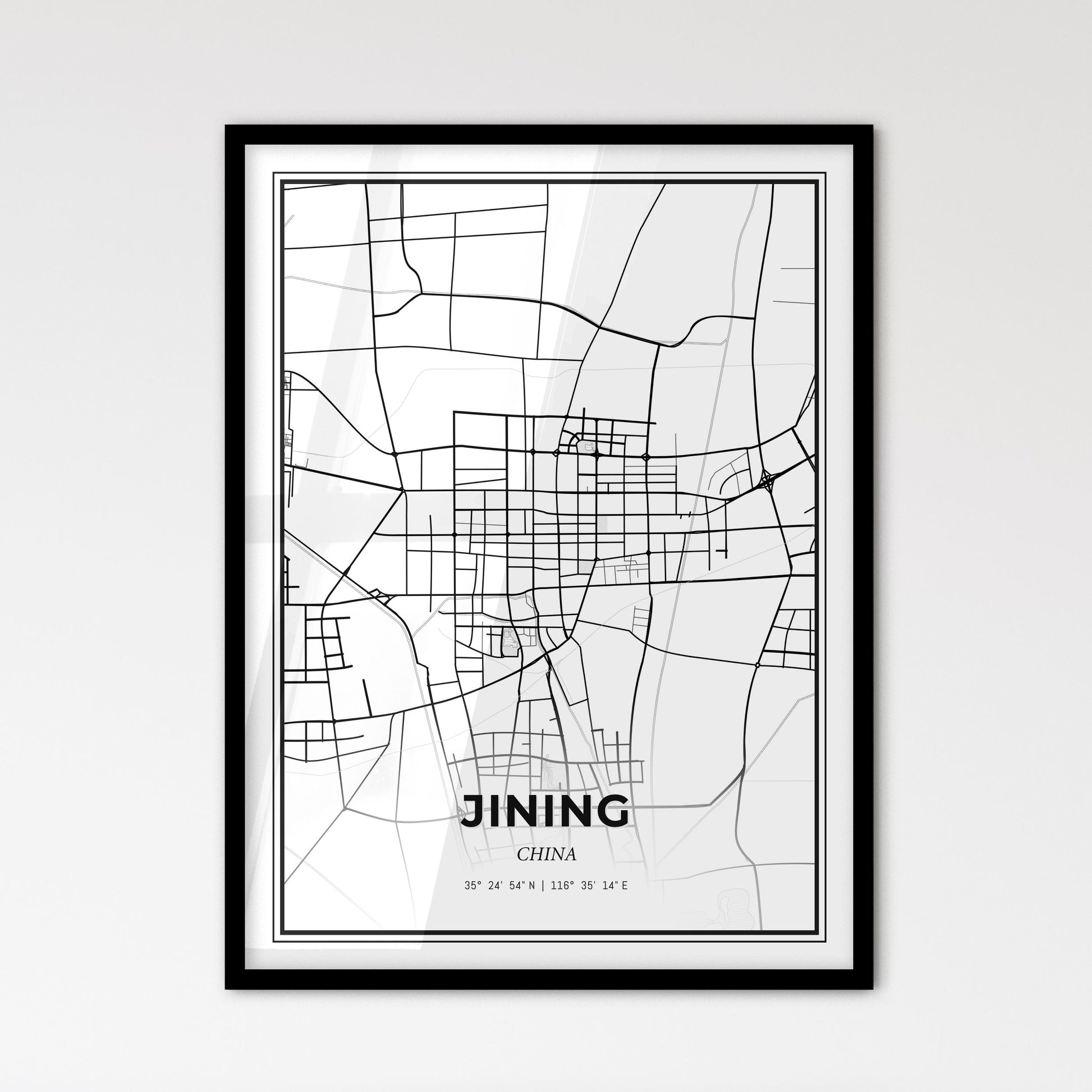 Jining China - Scandinavian Style City Map for Modern Home Decor