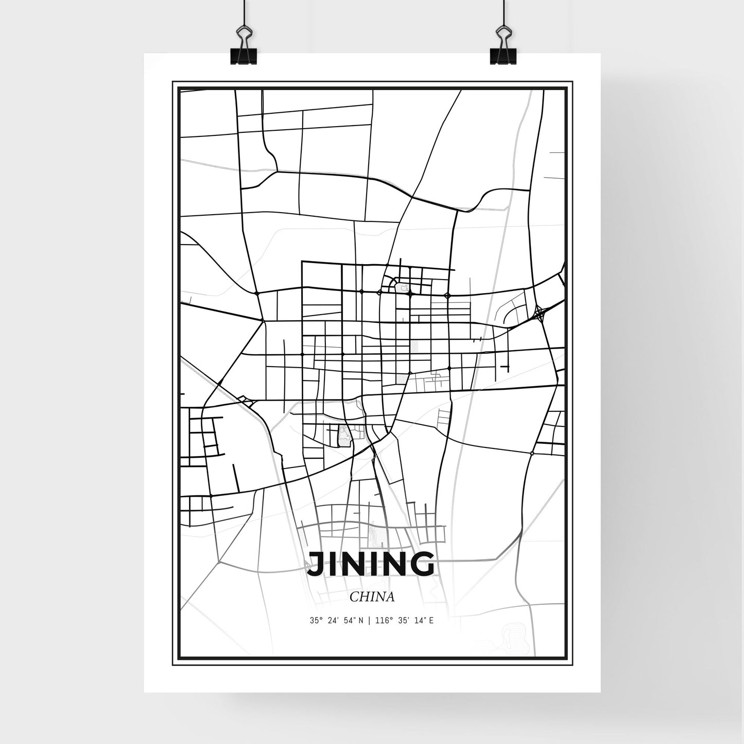 Jining China - Premium City Map Poster