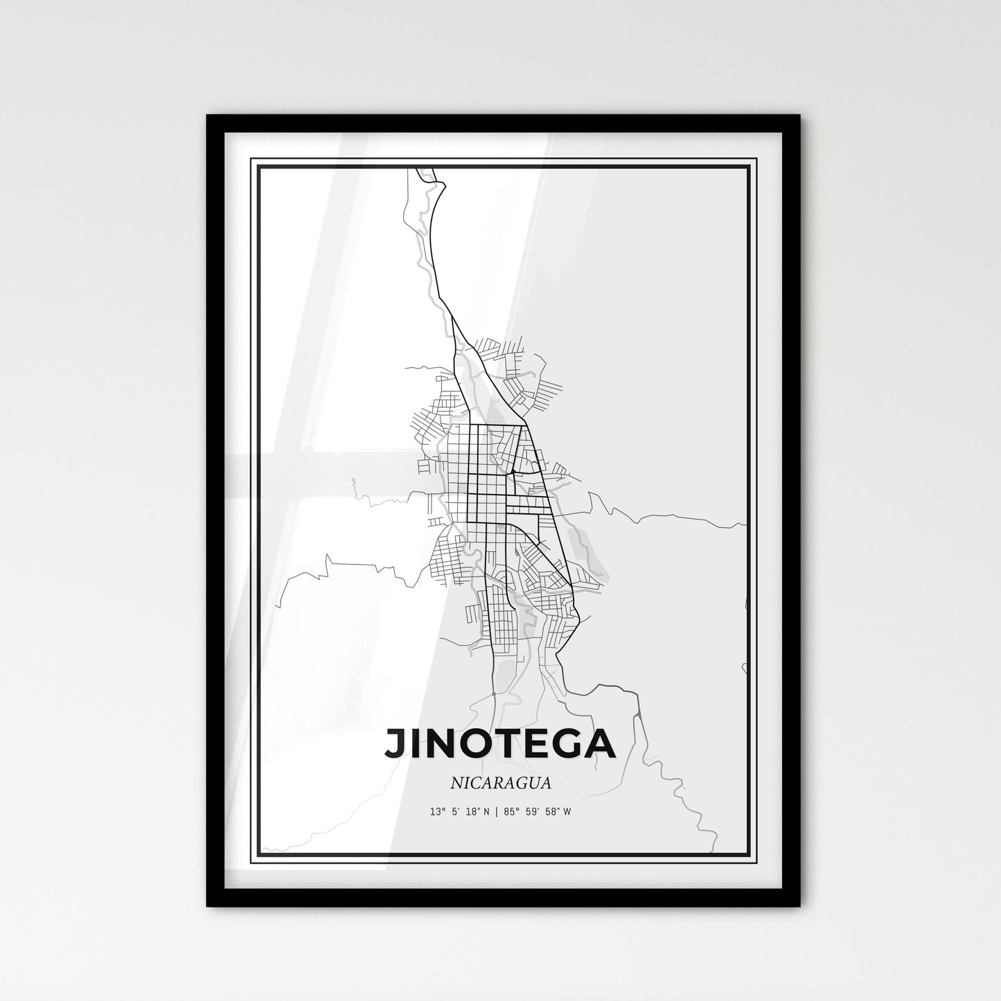 Jinotega Nicaragua - Scandinavian Style City Map for Modern Home Decor