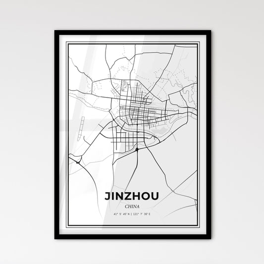 Jinzhou China - Scandinavian Style City Map for Modern Home Decor