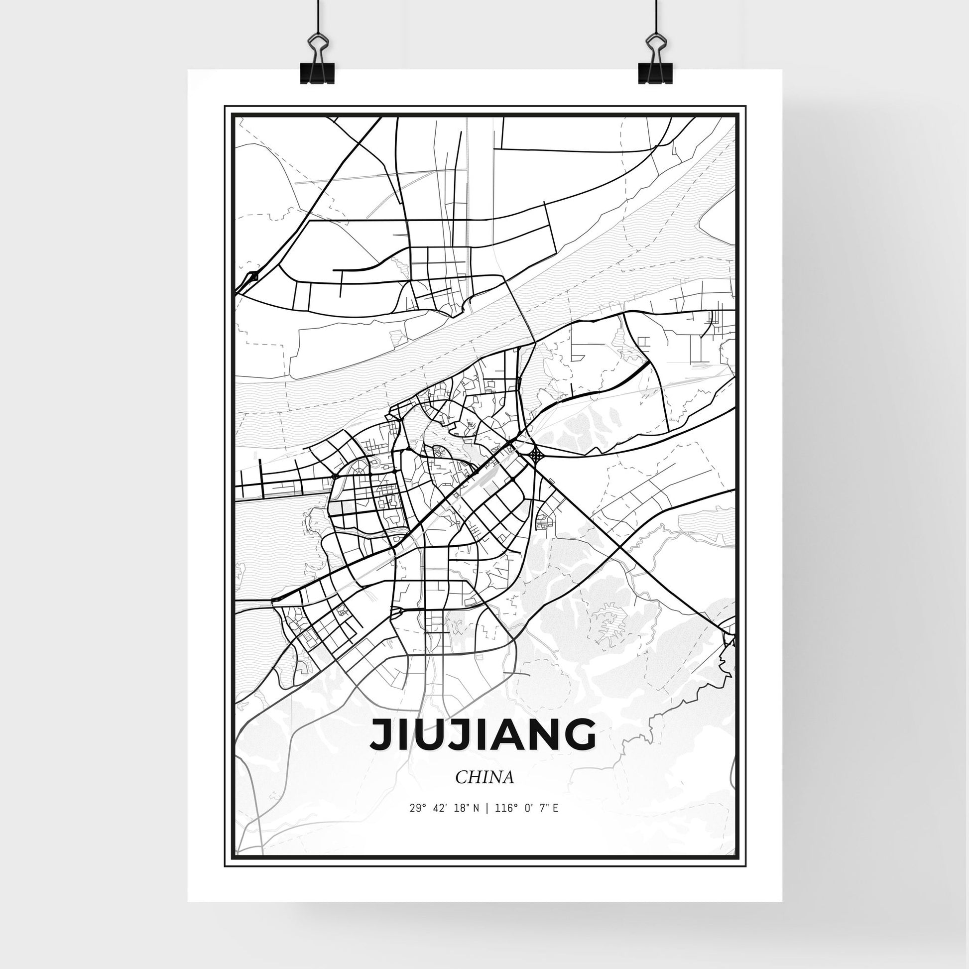 Jiujiang China - Premium City Map Poster