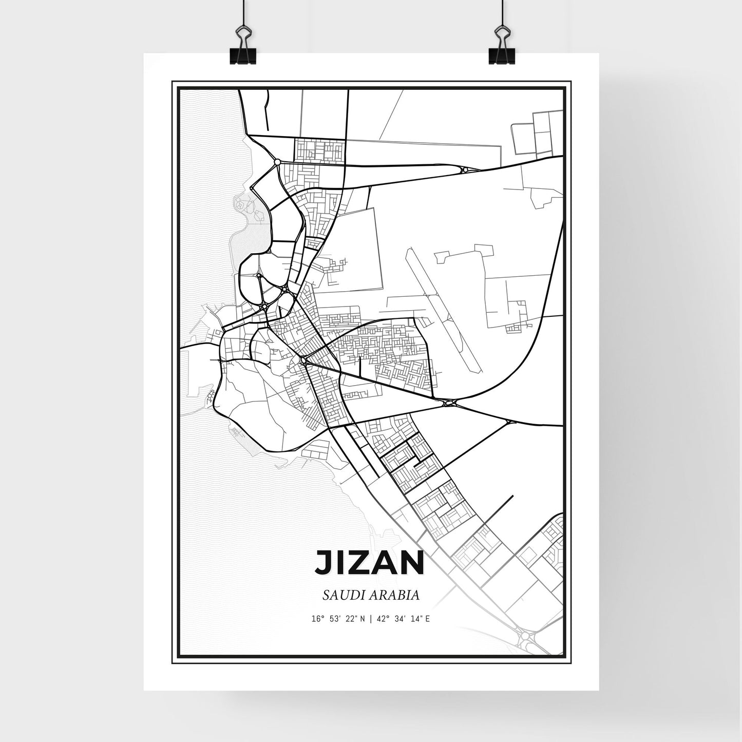 Jizan Saudi Arabia - Premium City Map Poster