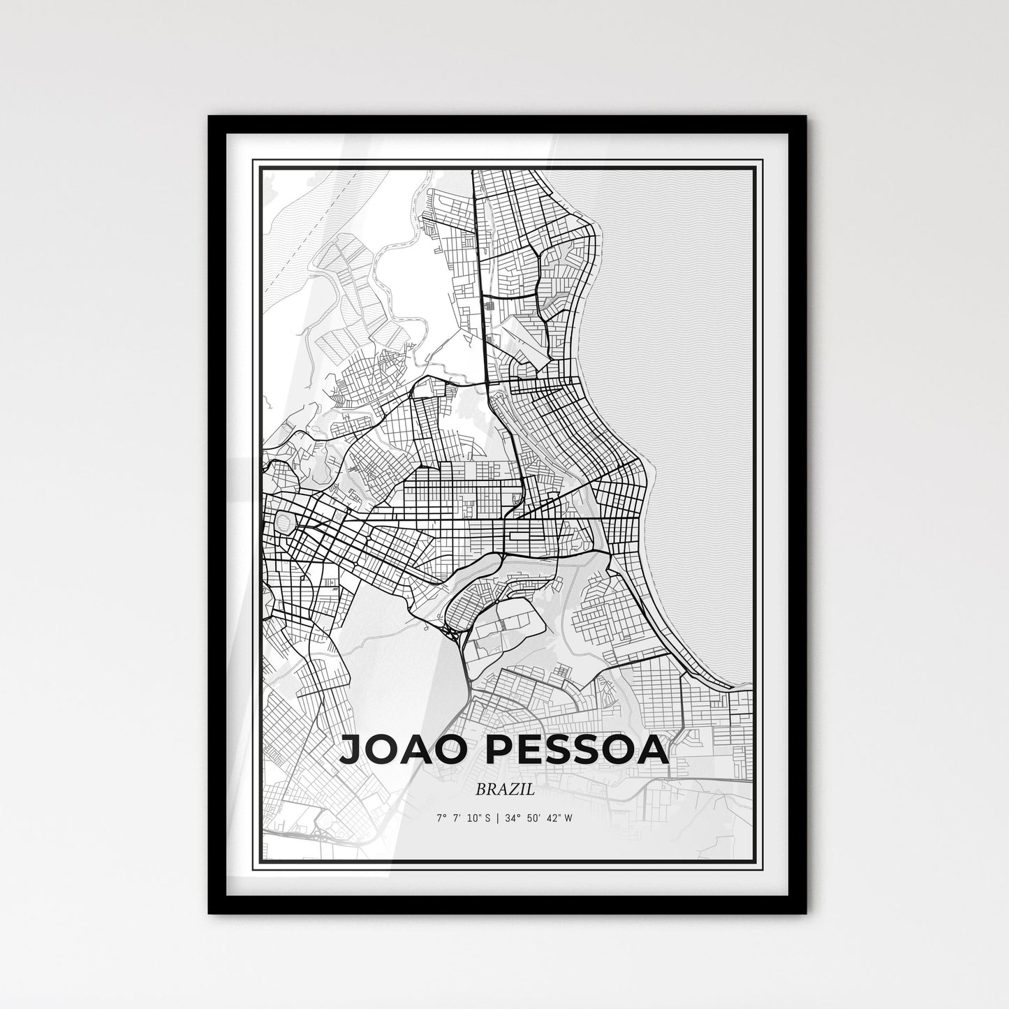 Joao Pessoa Brazil - Scandinavian Style City Map for Modern Home Decor