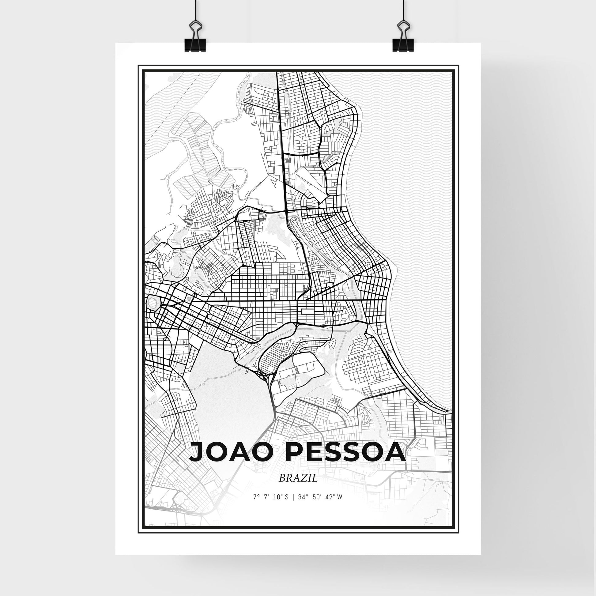 Joao Pessoa Brazil - Premium City Map Poster