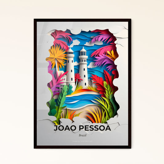 Vivid Joao Pessoa, Brazil - a paper cut of a lighthouse surrounded by palm trees