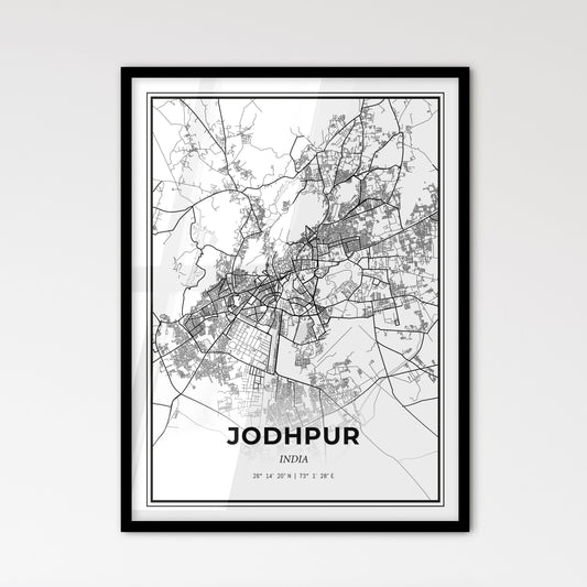 Jodhpur India - Scandinavian Style City Map for Modern Home Decor