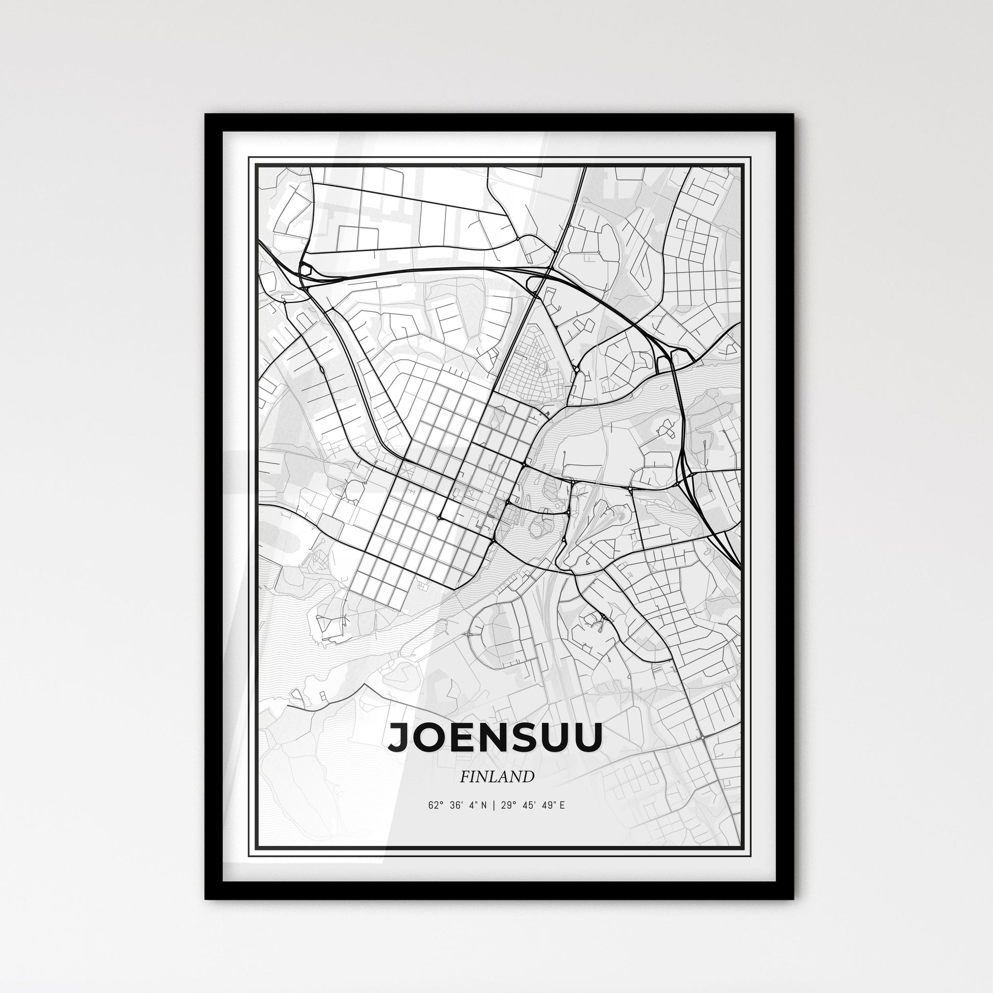 Joensuu Finland - Scandinavian Style City Map for Modern Home Decor