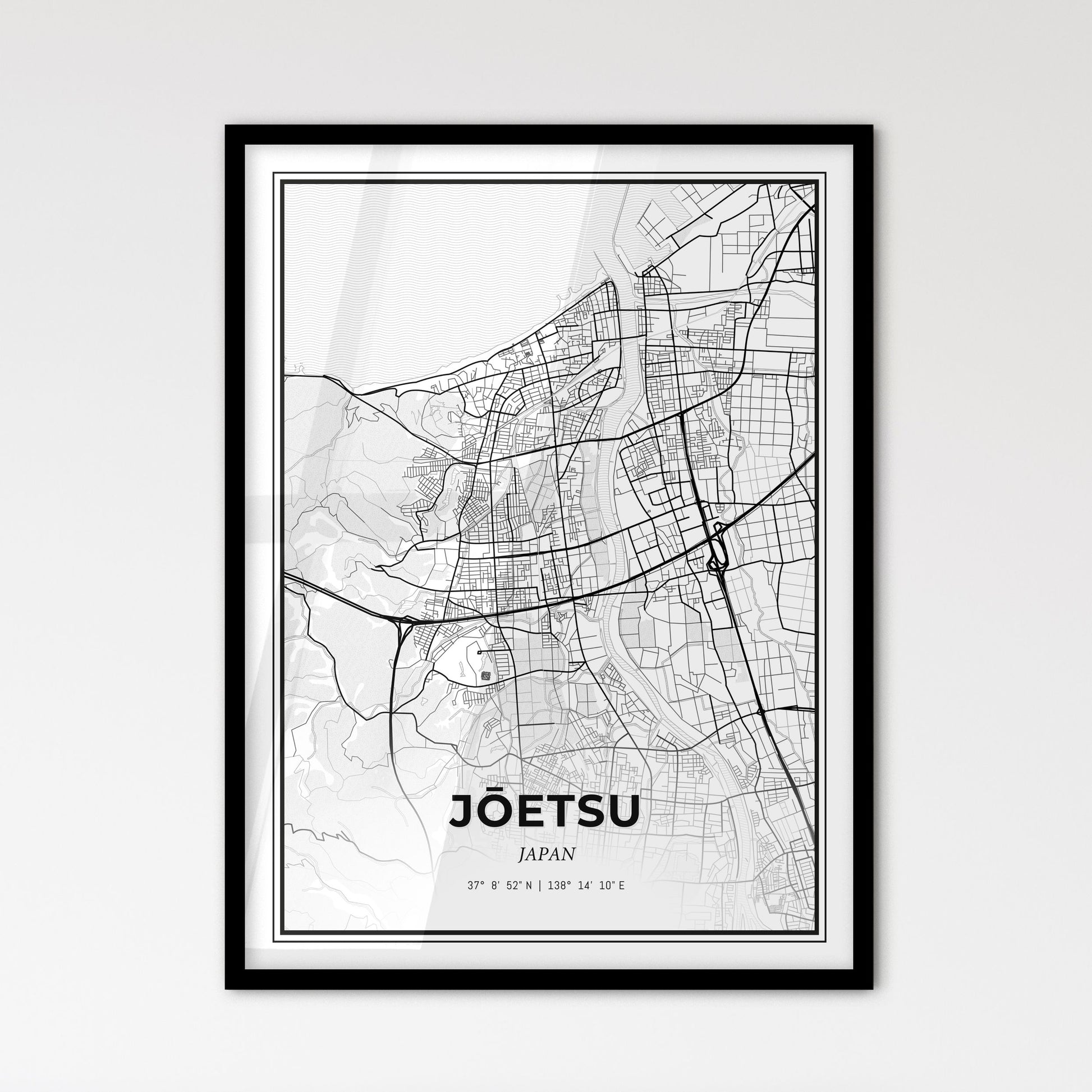 Jōetsu Japan - Scandinavian Style City Map for Modern Home Decor