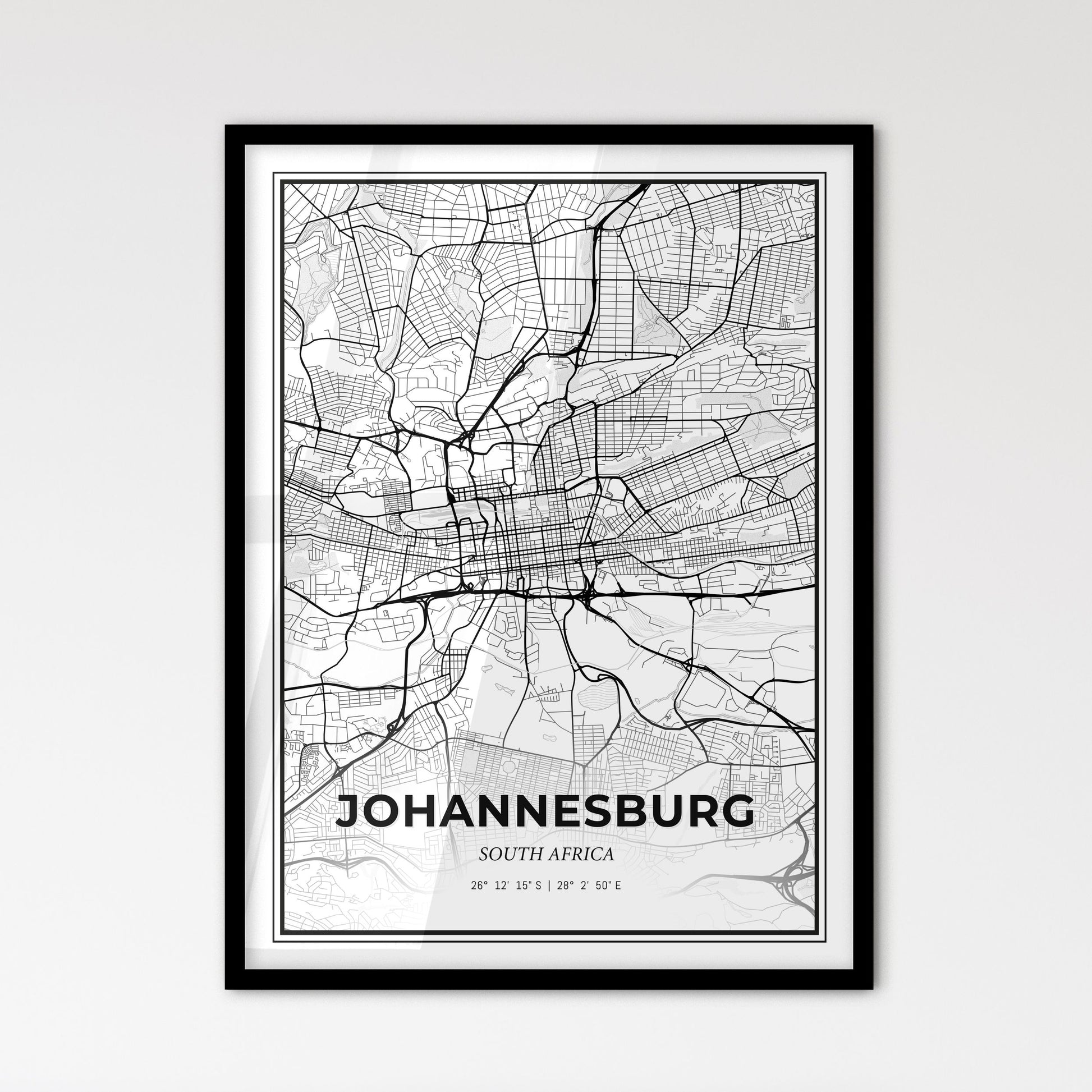 Johannesburg South Africa - Scandinavian Style City Map for Modern Home Decor