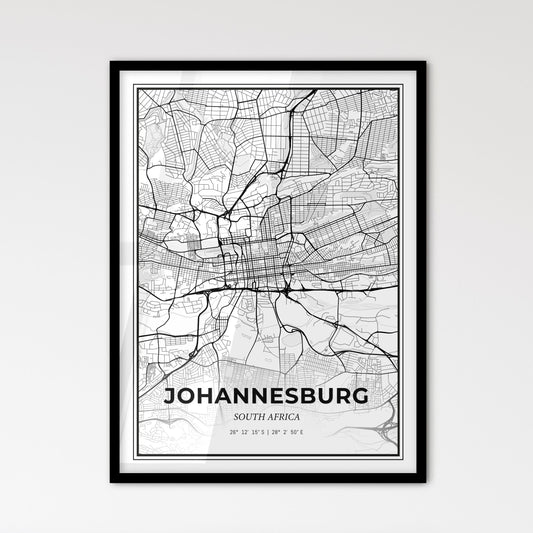 Johannesburg South Africa - Scandinavian Style City Map for Modern Home Decor