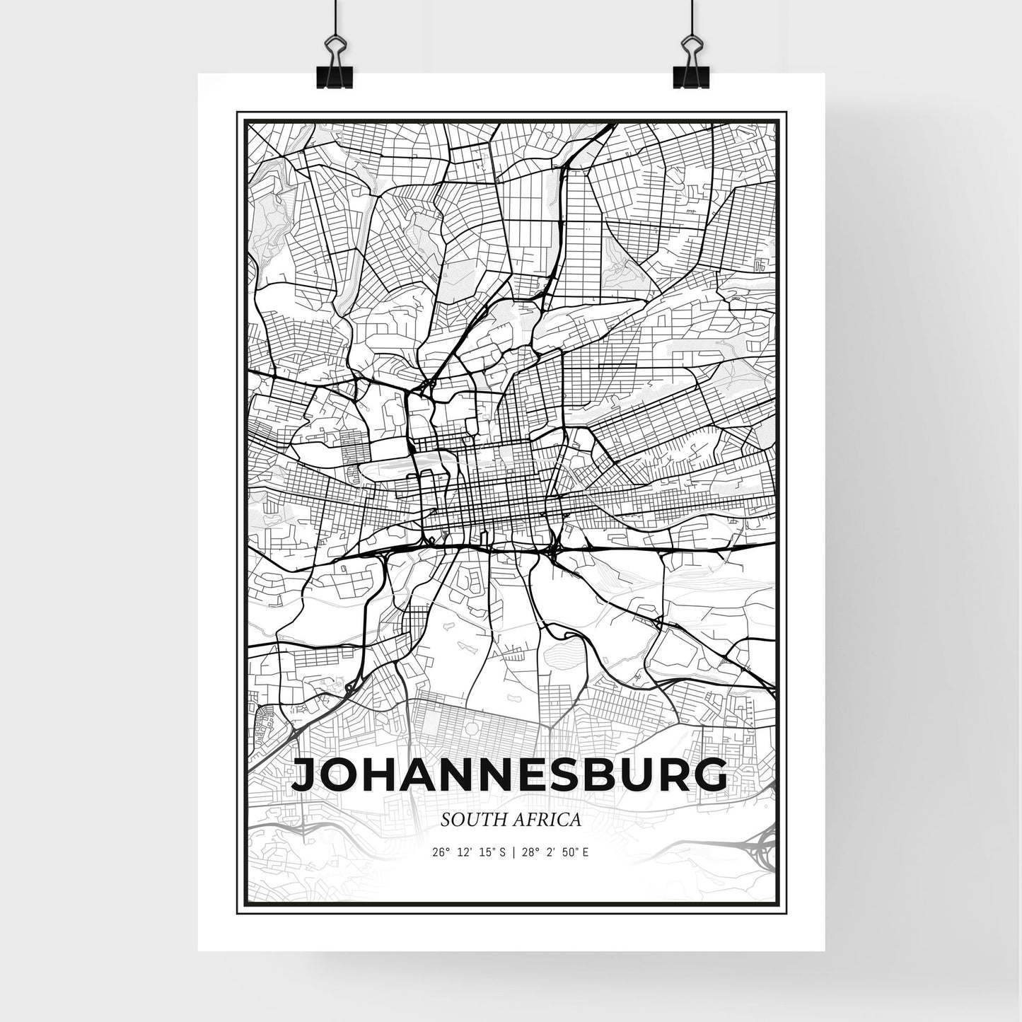 Johannesburg South Africa - Premium City Map Poster