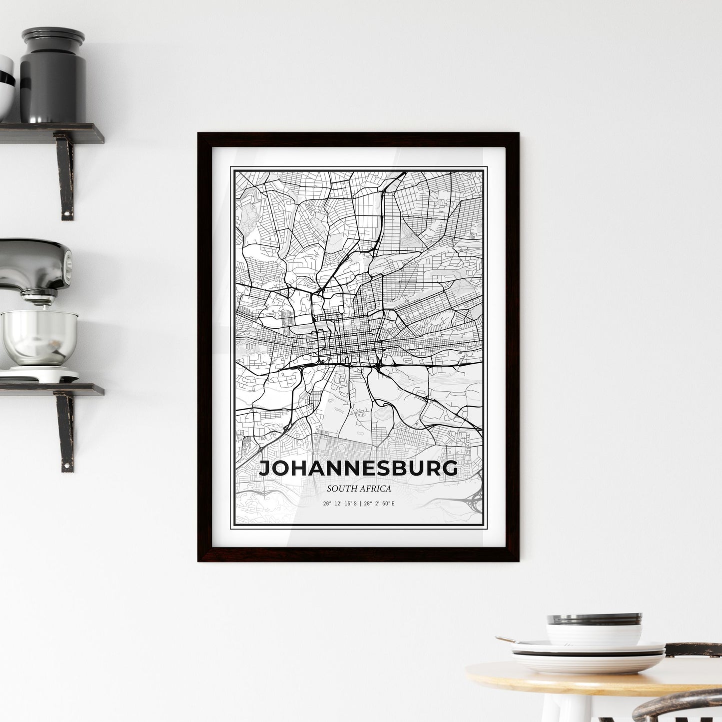 Johannesburg South Africa - Minimal City Map