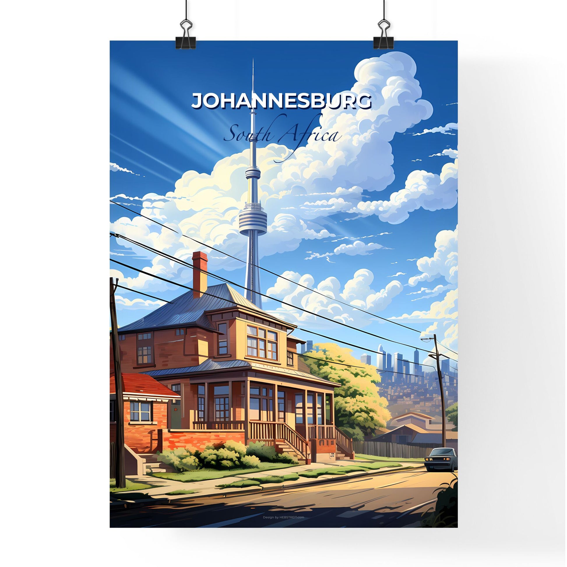 Johannesburg City Skyline - Painted Architectural Scene with Tower Building Default Title