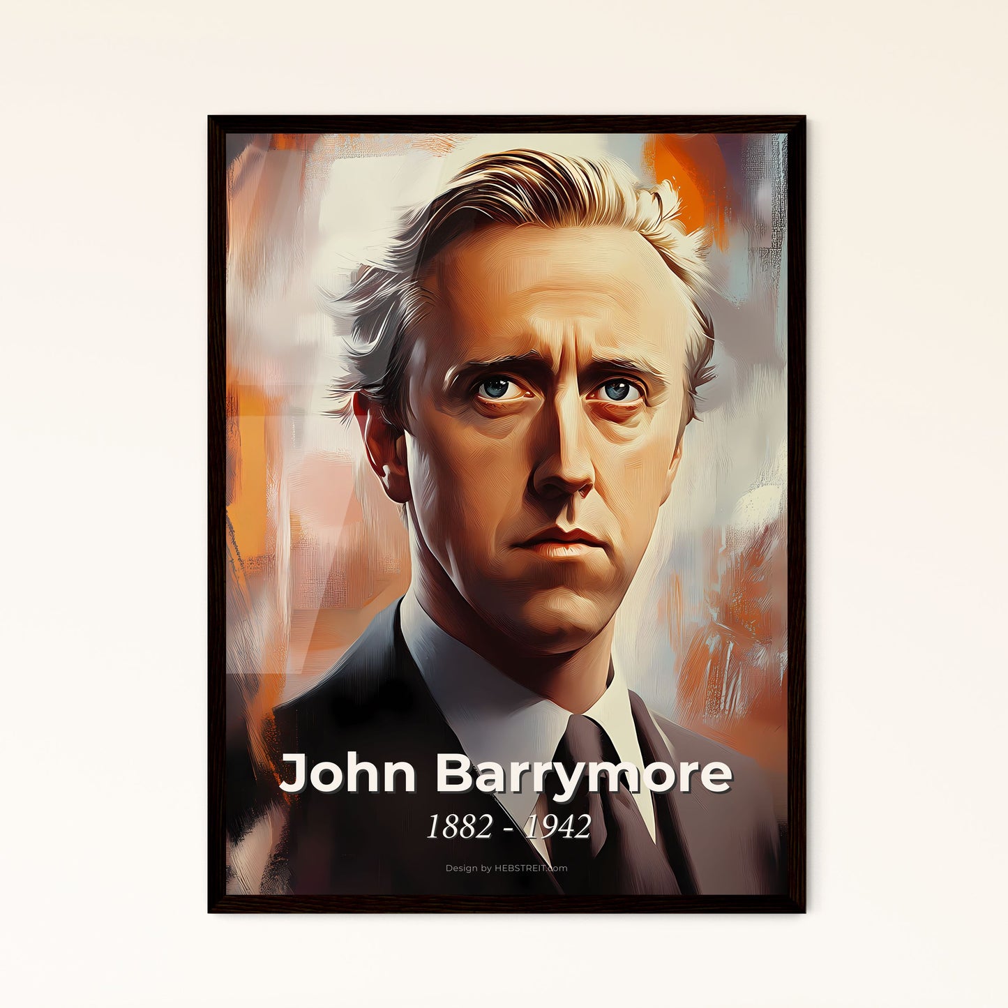 Portrait of John Barrymore, 1882 - 1942. Impressionistic painting of a man in a suit and tie.