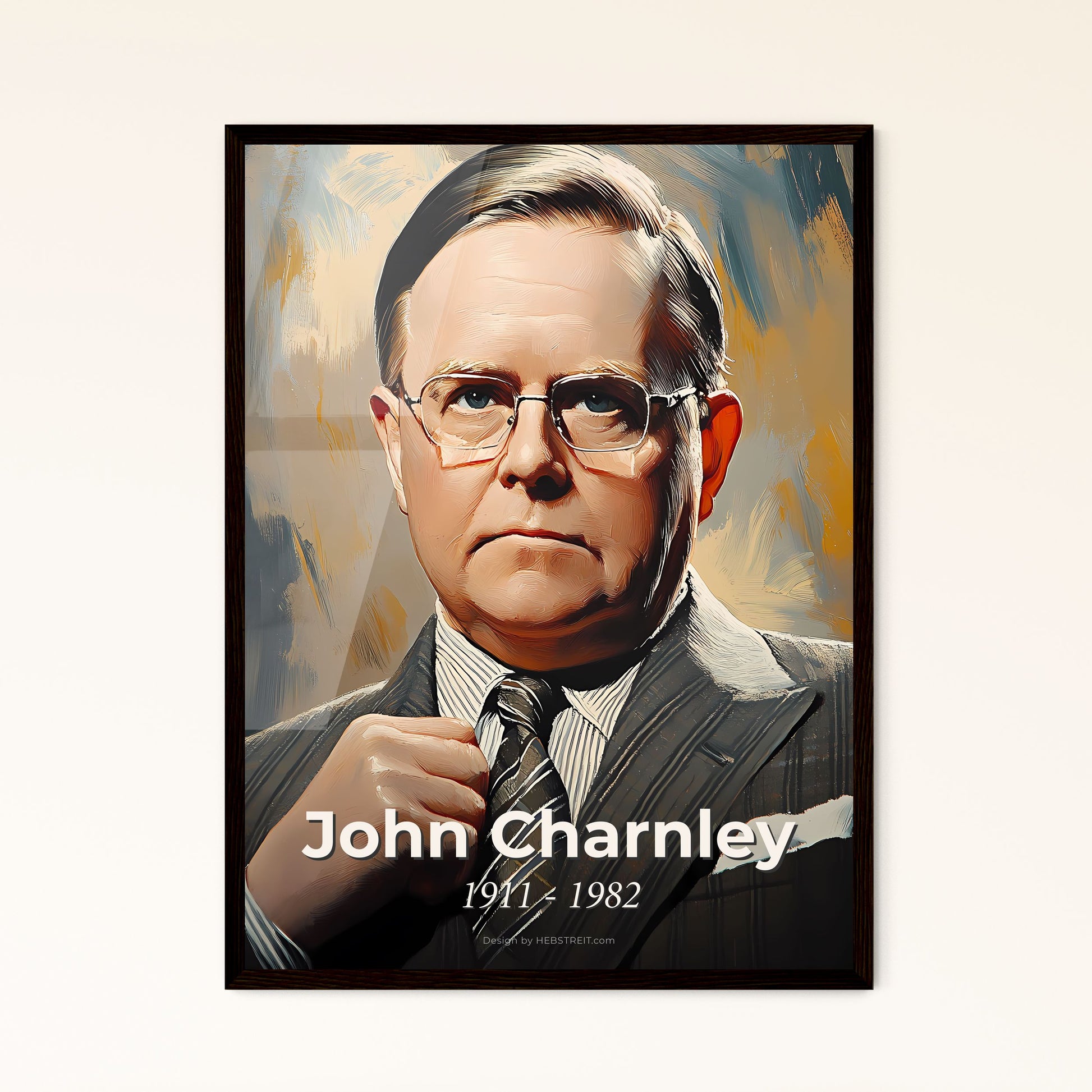 Portrait of John Charnley, 1911 - 1982. Impressionistic painting of a man in a suit and tie.