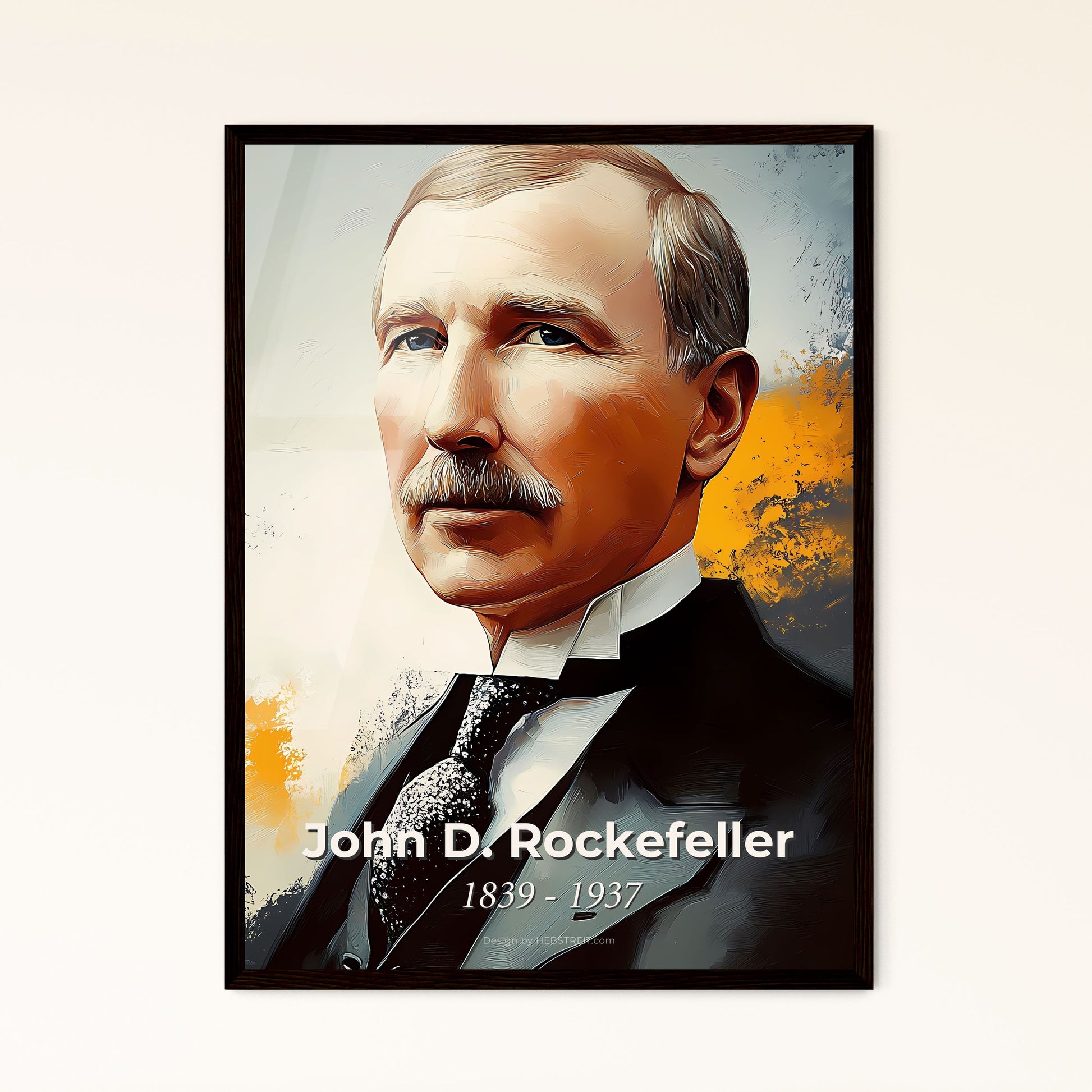 Portrait of John D. Rockefeller, 1839 - 1937. Impressionistic painting of a man in a suit.