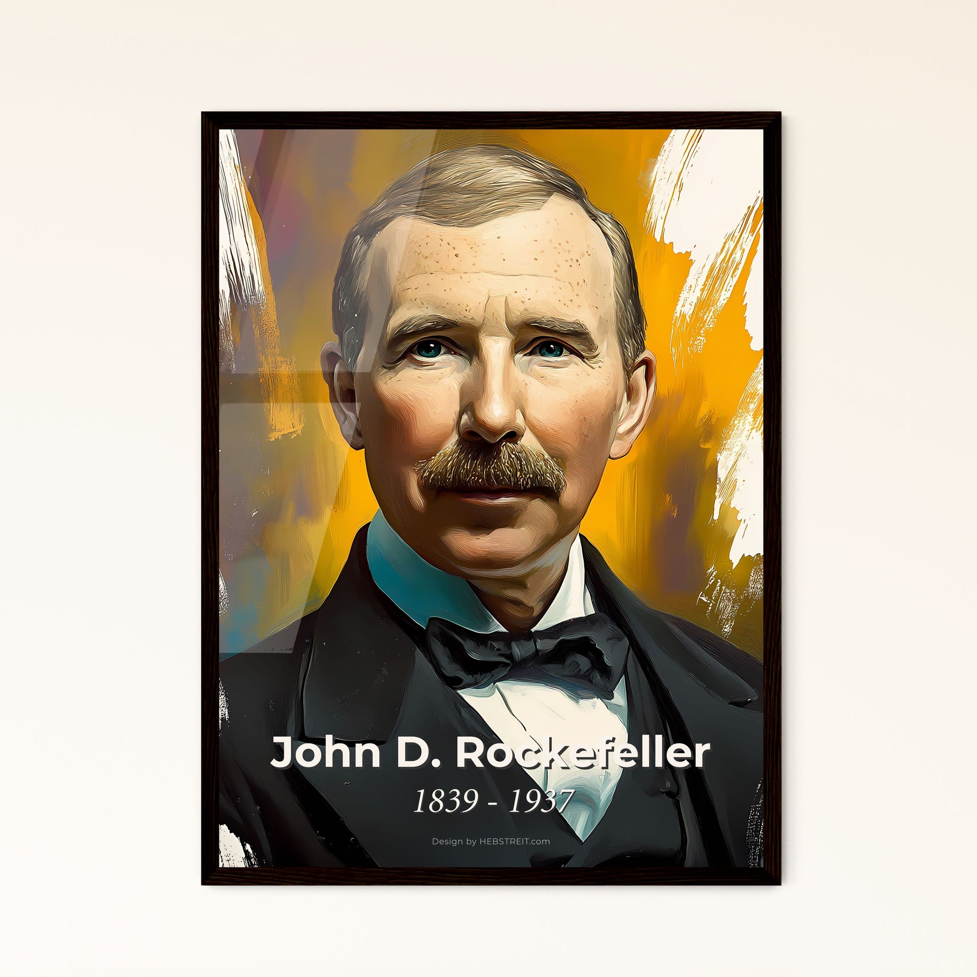 Portrait of John D. Rockefeller, 1839 - 1937. Impressionistic painting of a man in a suit.