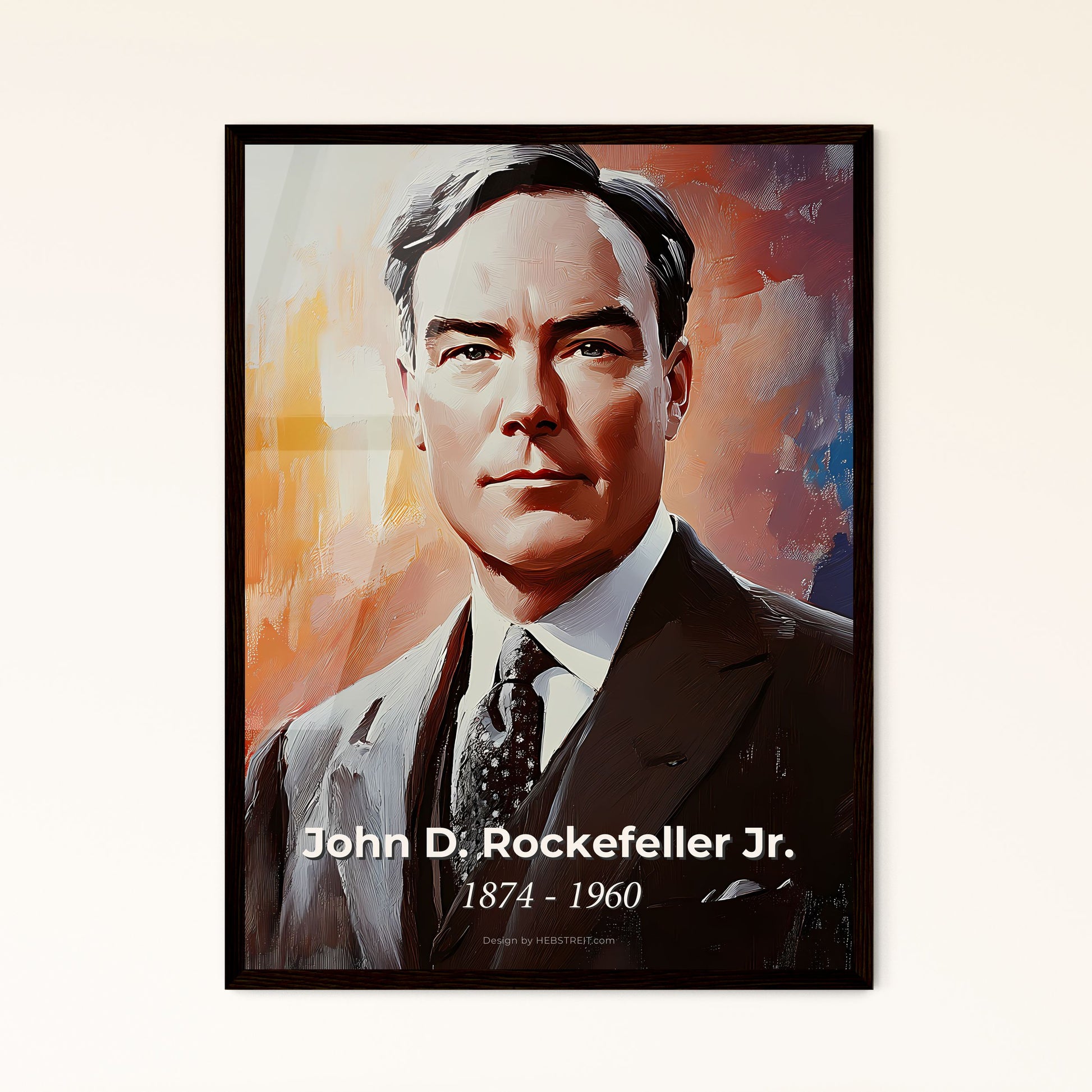 Portrait of John D. Rockefeller Jr., 1874 - 1960. Impressionistic painting of a man in a suit.