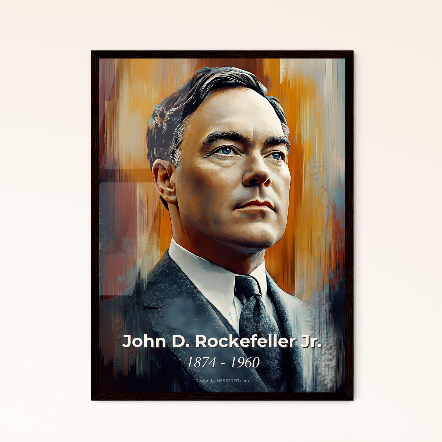 Portrait of John D. Rockefeller Jr., 1874 - 1960. Impressionistic painting of a man in a suit.