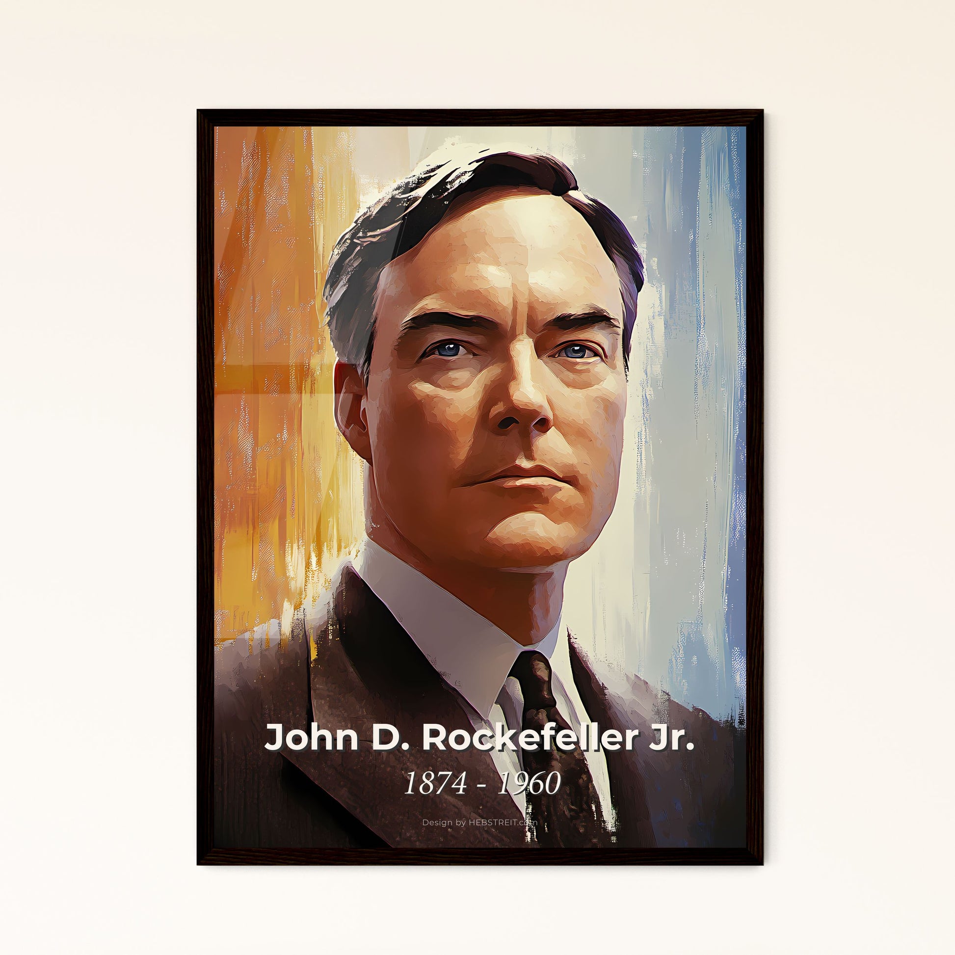 Portrait of John D. Rockefeller Jr., 1874 - 1960. Impressionistic painting of a man in a suit.